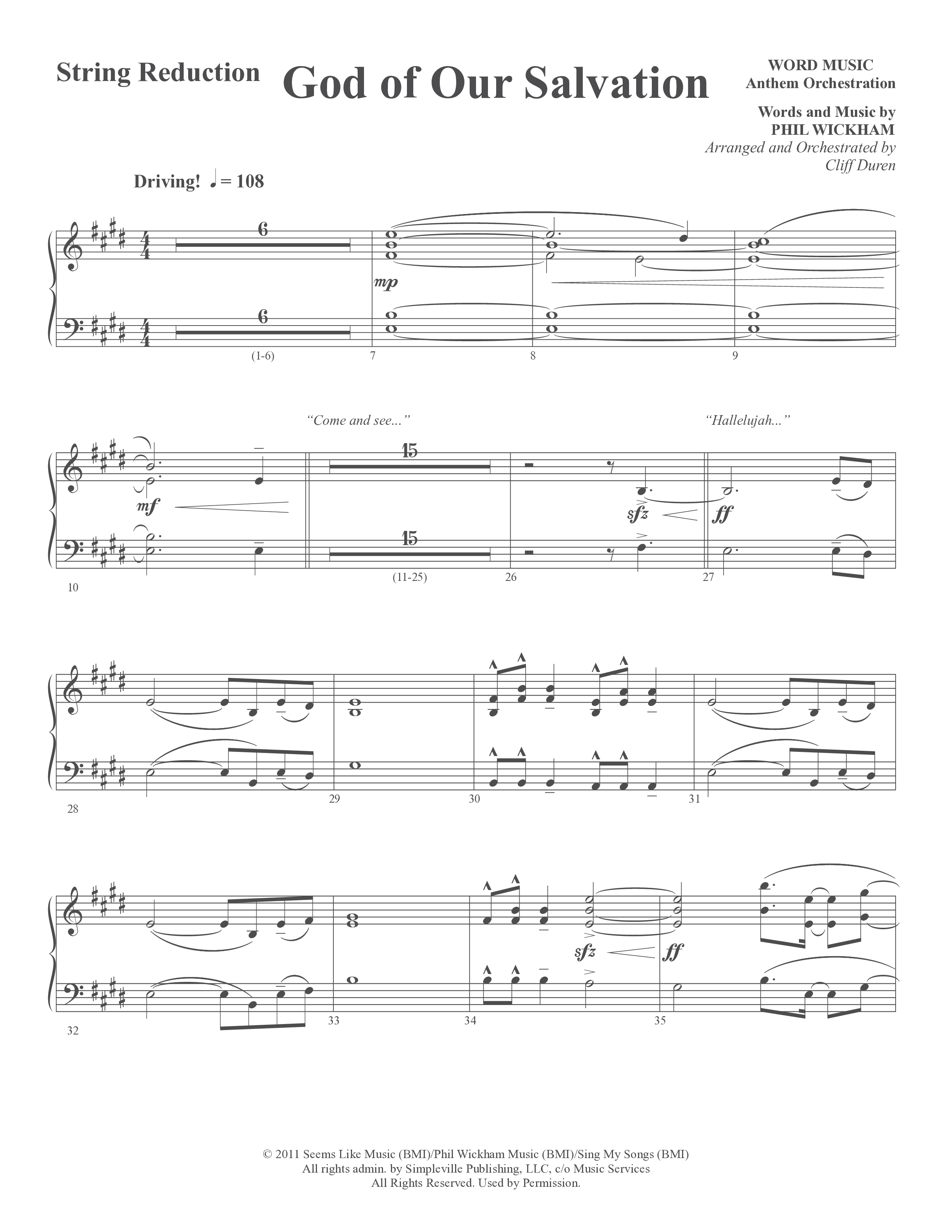 God Of Our Salvation (Choral Anthem SATB) String Reduction (Word Music Choral / Arr. Cliff Duren)