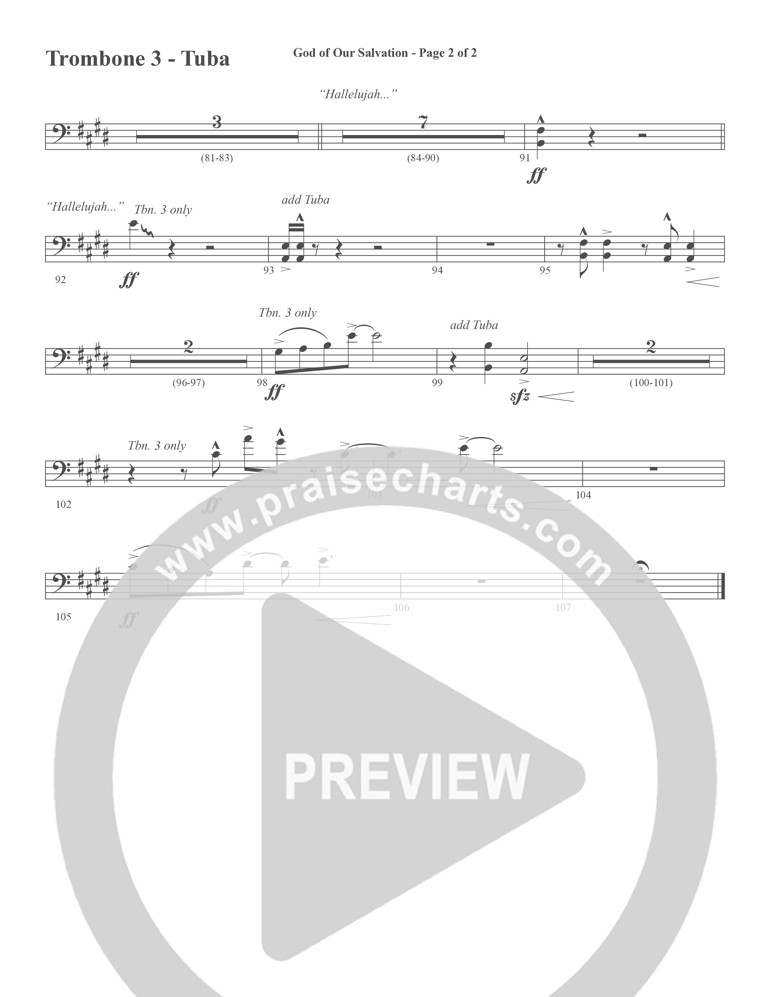 God Of Our Salvation (Choral Anthem SATB) Trombone 3/Tuba (Word Music Choral / Arr. Cliff Duren)