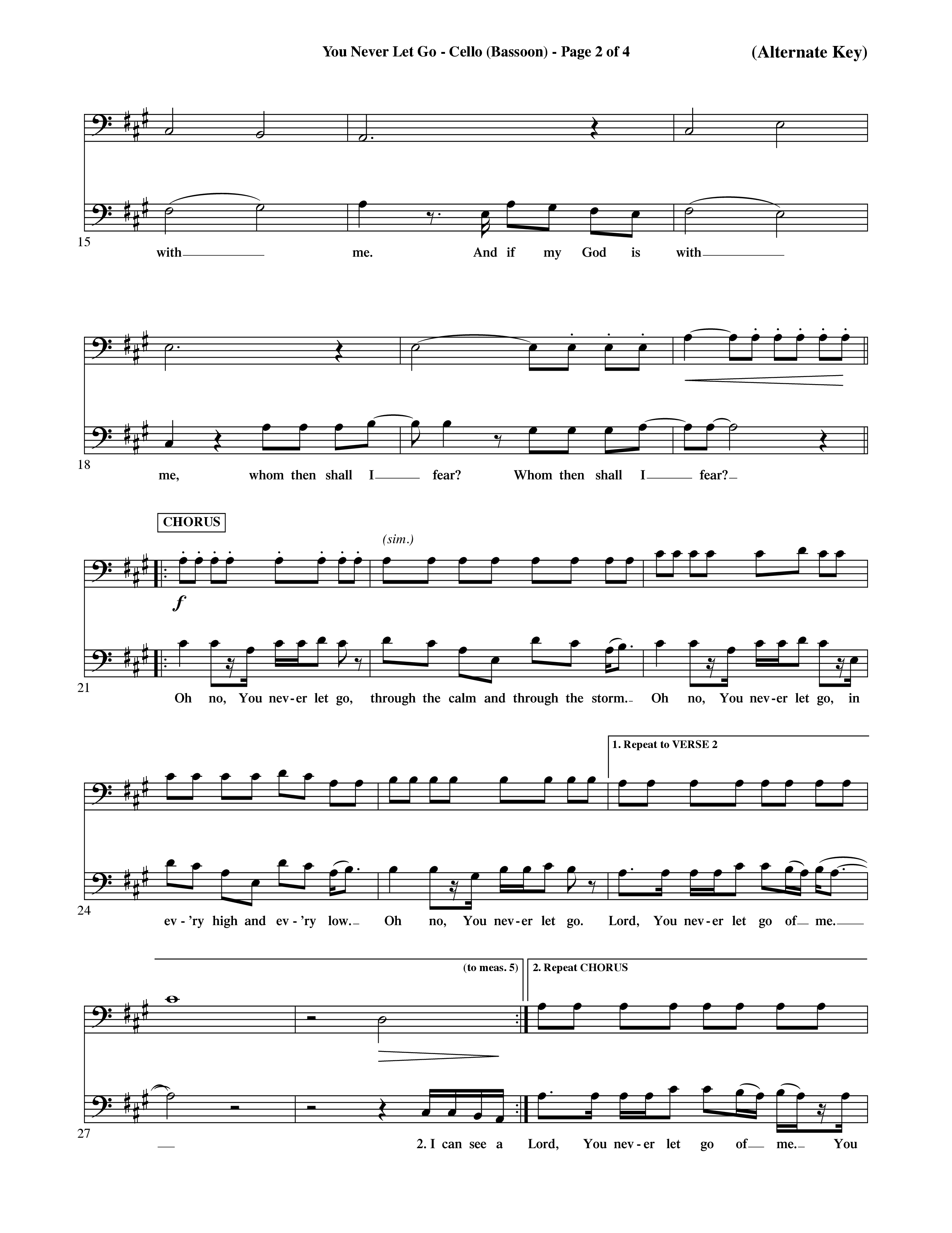 You Never Let Go (Choral Anthem SATB) Cello (Orch. Dave Williamson / Orch. David Shipps)