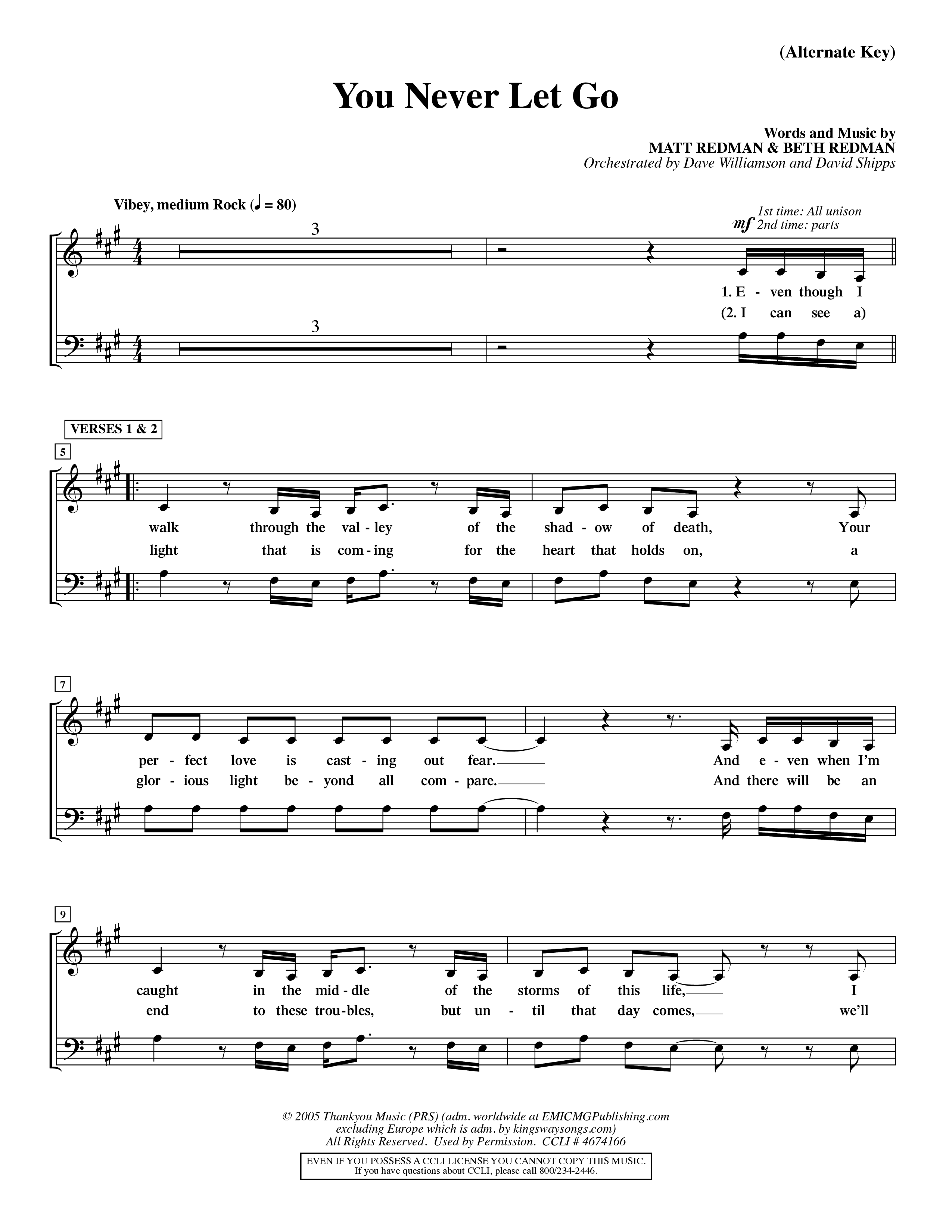 You Never Let Go (Choral Anthem SATB) Choir Sheet (SATB) (Orch. Dave Williamson / Orch. David Shipps)
