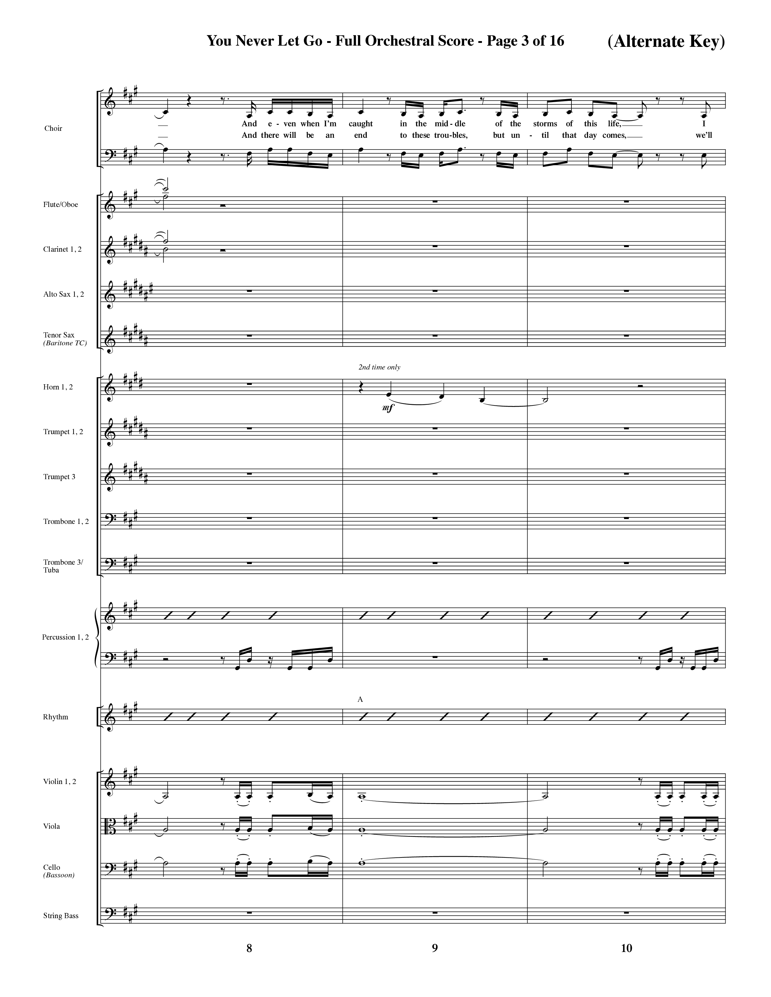 You Never Let Go (Choral Anthem SATB) Conductor's Score (Orch. Dave Williamson / Orch. David Shipps)