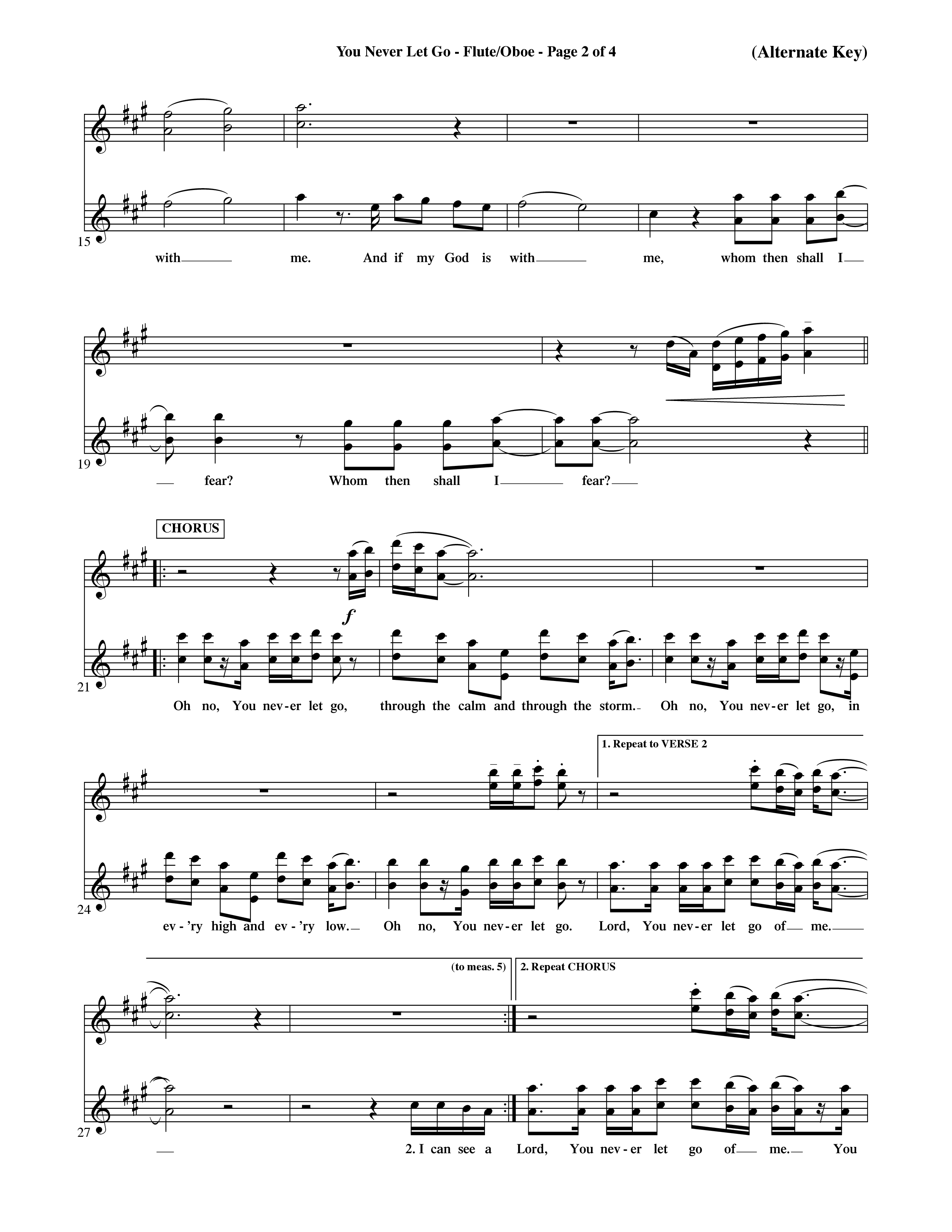 You Never Let Go (Choral Anthem SATB) Flute/Oboe (Orch. Dave Williamson / Orch. David Shipps)