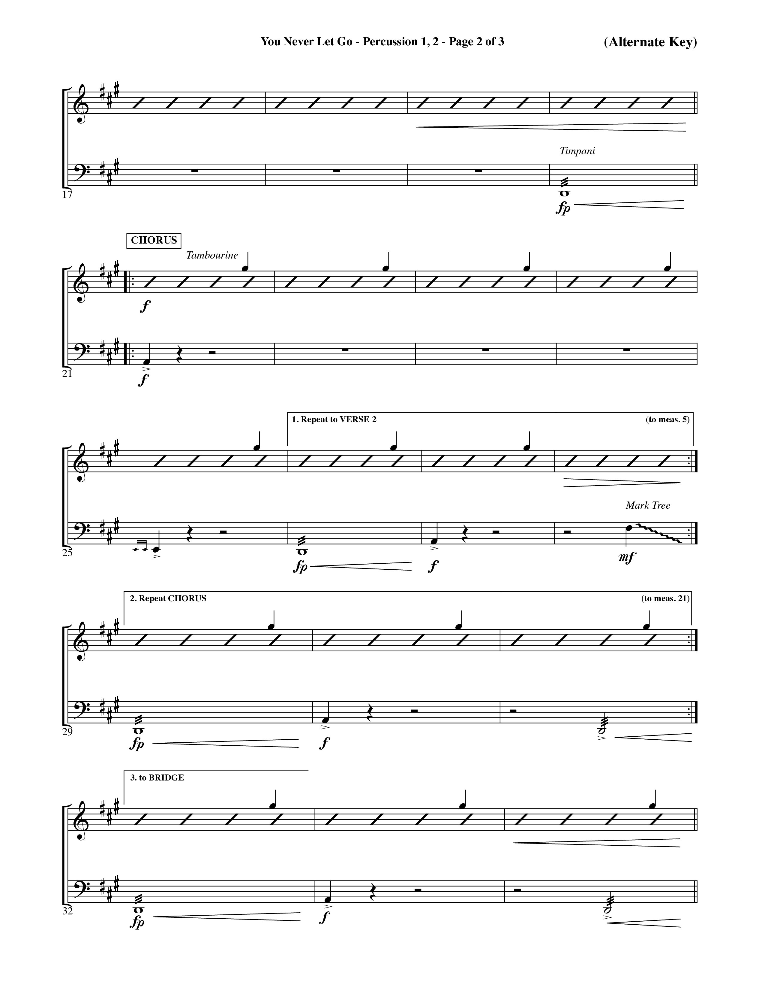 You Never Let Go (Choral Anthem SATB) Percussion 1/2 (Orch. Dave Williamson / Orch. David Shipps)