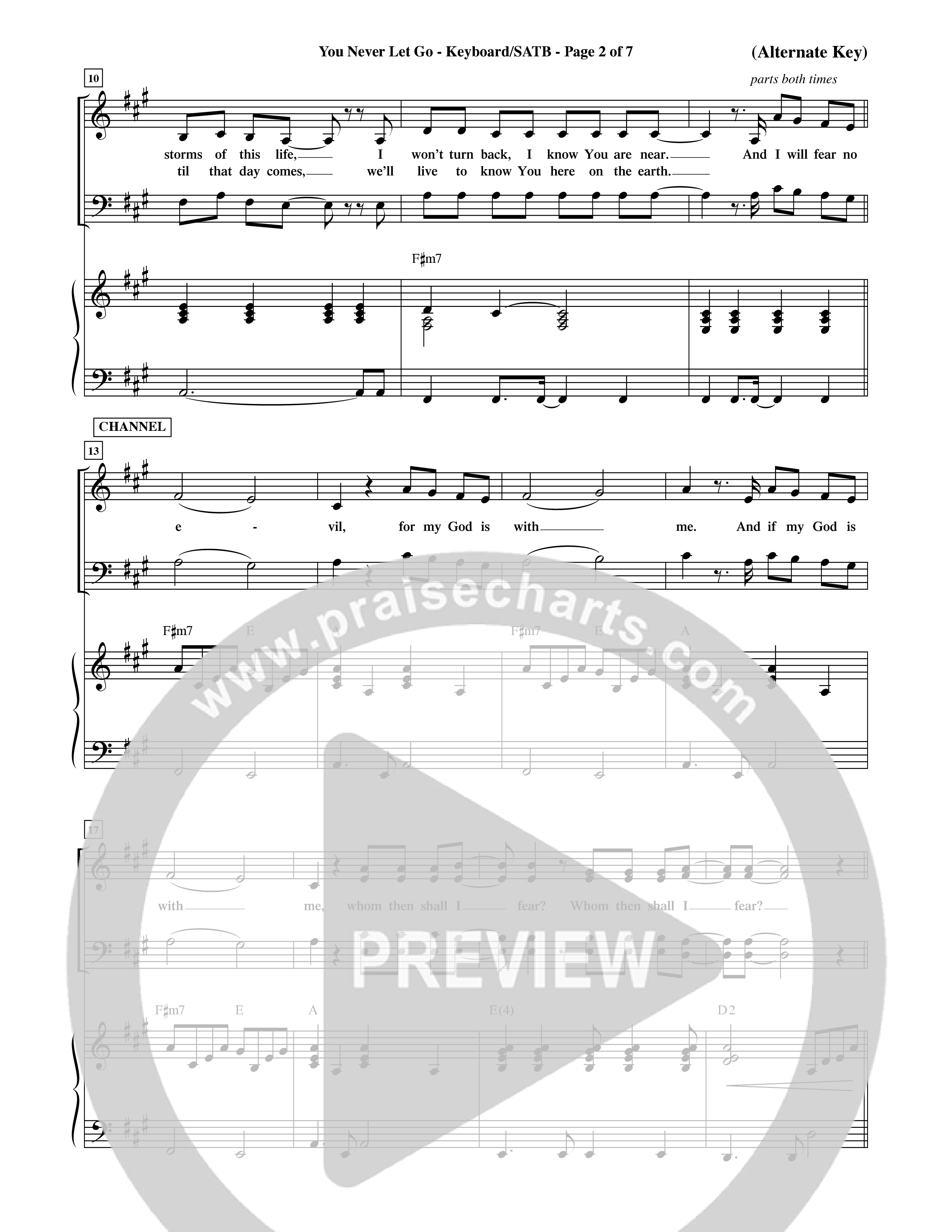 You Never Let Go (Choral Anthem SATB) Keyboard/Vocal (SATB) (Orch. Dave Williamson / Orch. David Shipps)