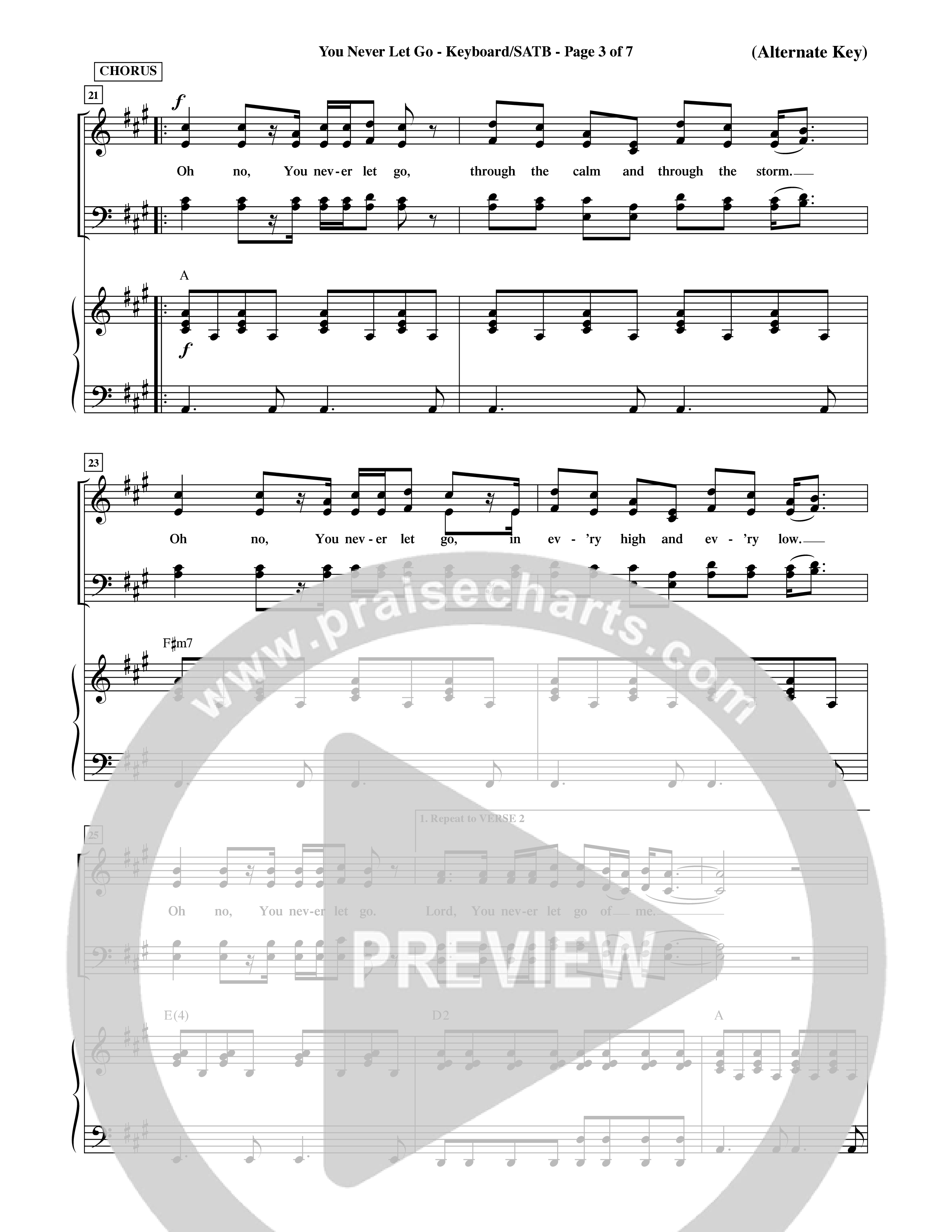 You Never Let Go (Choral Anthem SATB) Keyboard/Vocal (SATB) (Orch. Dave Williamson / Orch. David Shipps)