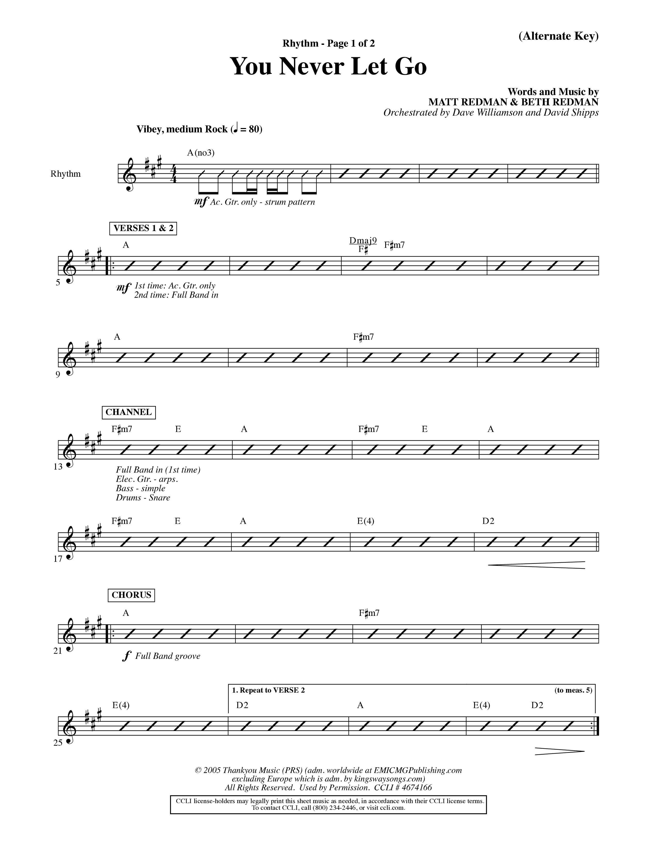 You Never Let Go (Choral Anthem SATB) PraiseBand (incl. Brass) (Orch. Dave Williamson / Orch. David Shipps)