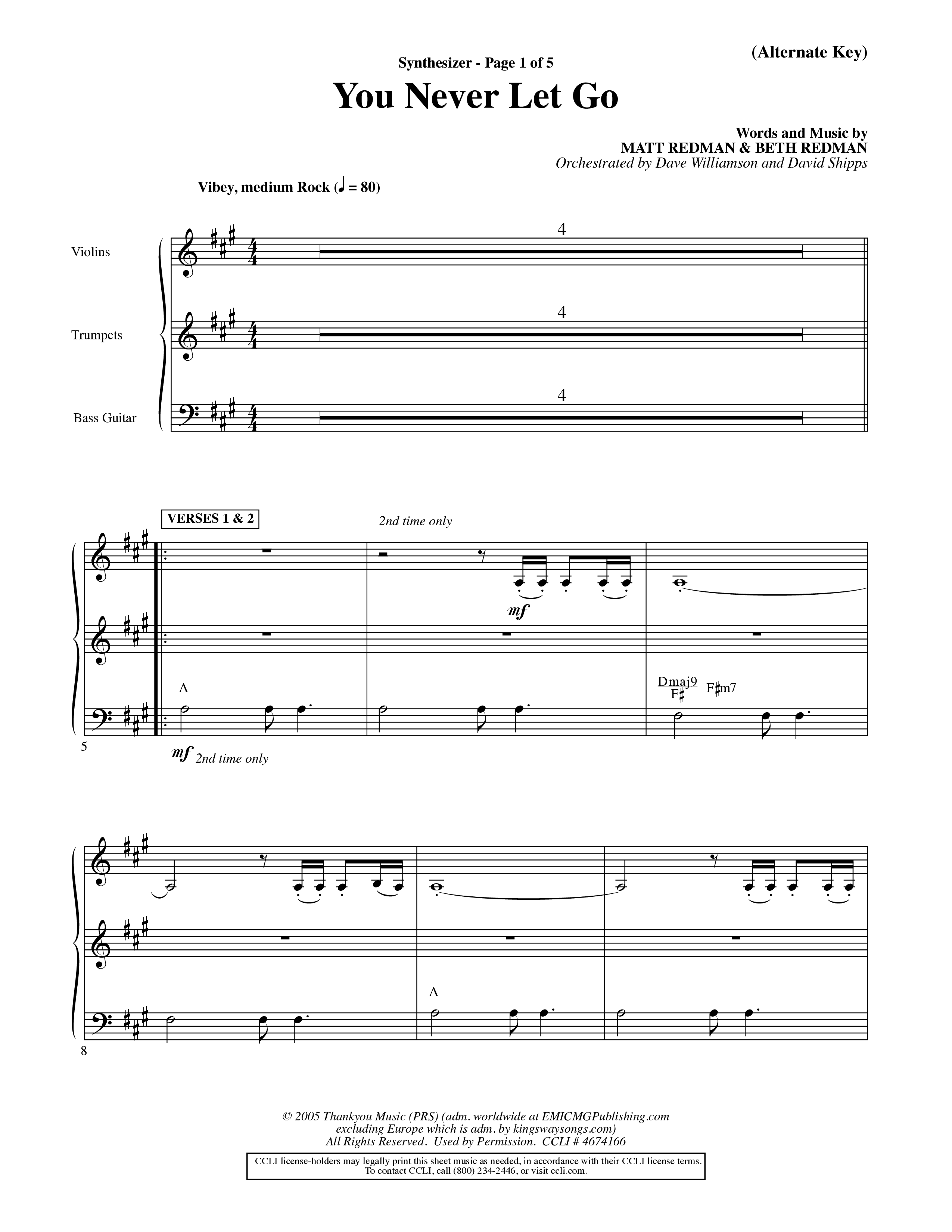 You Never Let Go (Choral Anthem SATB) Synth (Orch. Dave Williamson / Orch. David Shipps)