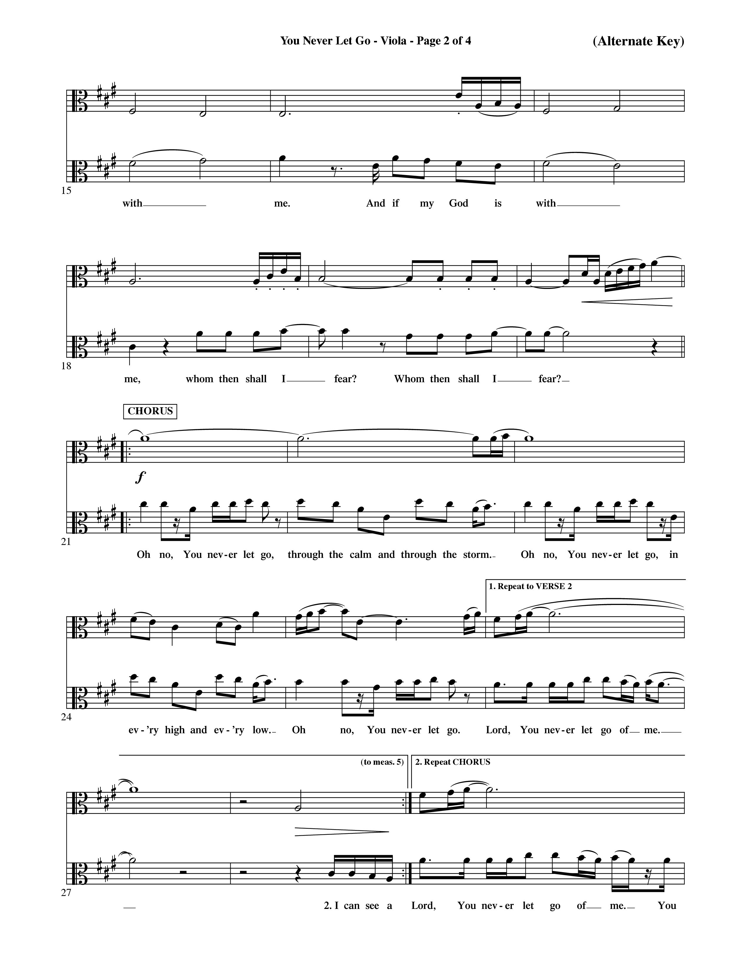 You Never Let Go (Choral Anthem SATB) Viola (Orch. Dave Williamson / Orch. David Shipps)