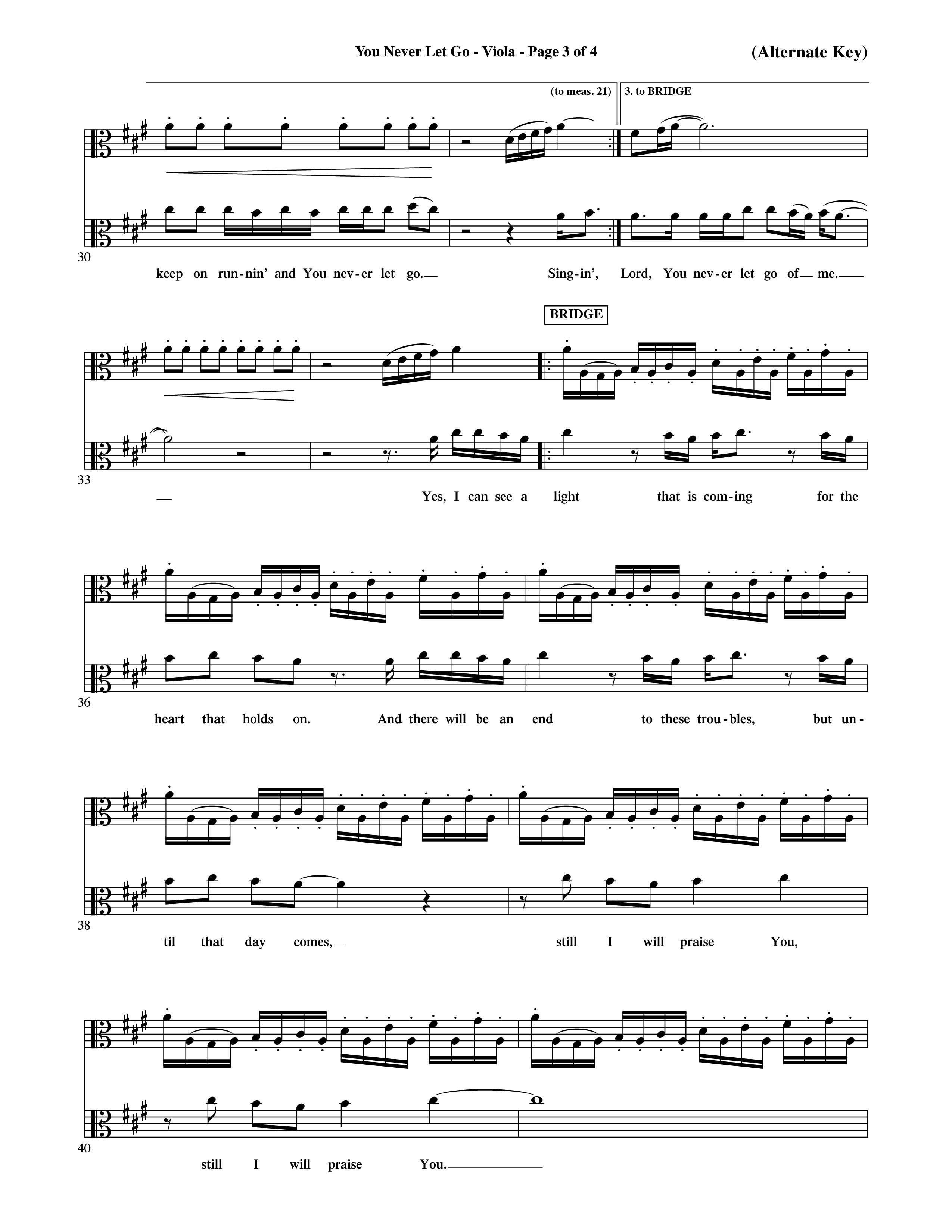 You Never Let Go (Choral Anthem SATB) Viola (Orch. Dave Williamson / Orch. David Shipps)