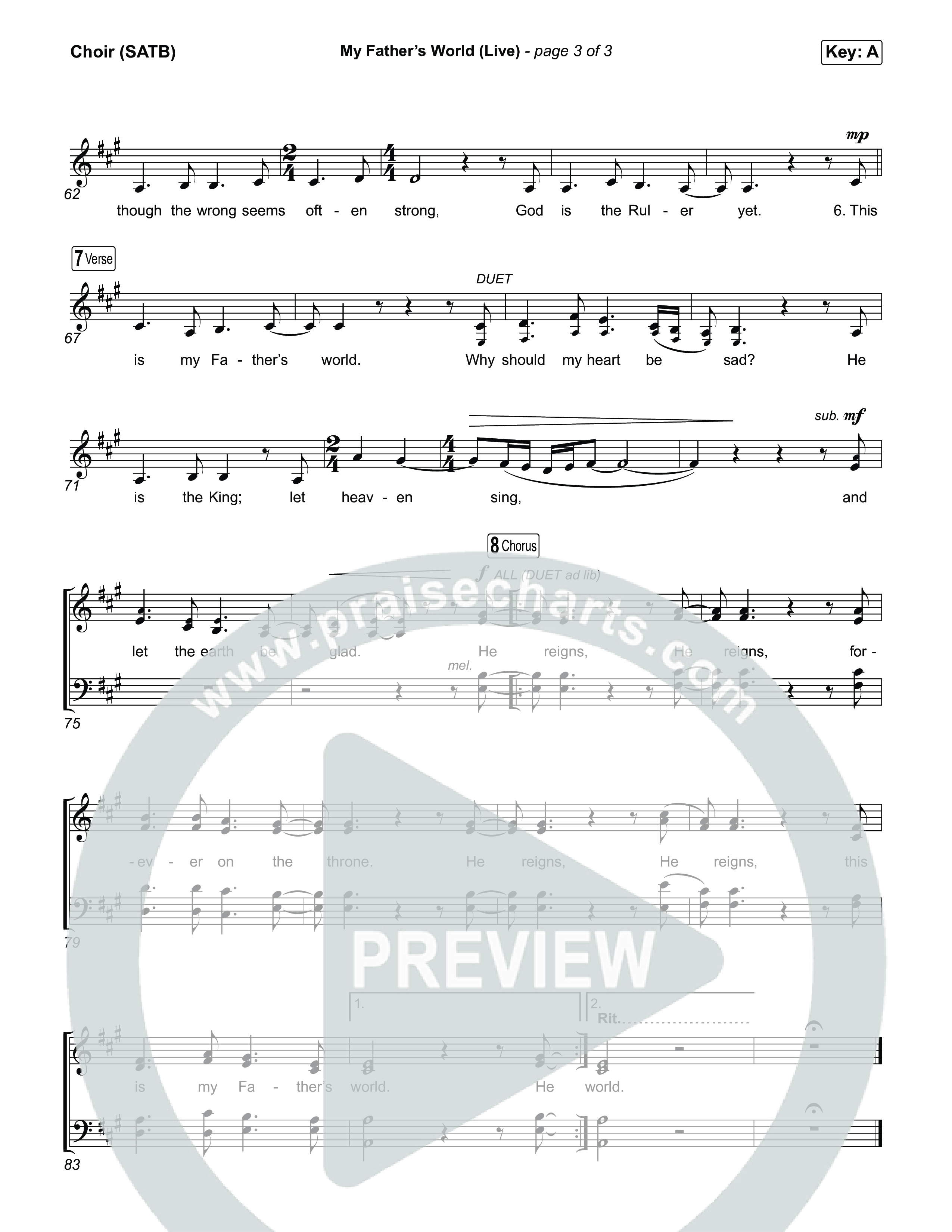 My Father's World (Live) Choir Sheet (SATB) (Chris Tomlin / Jamie MacDonald)