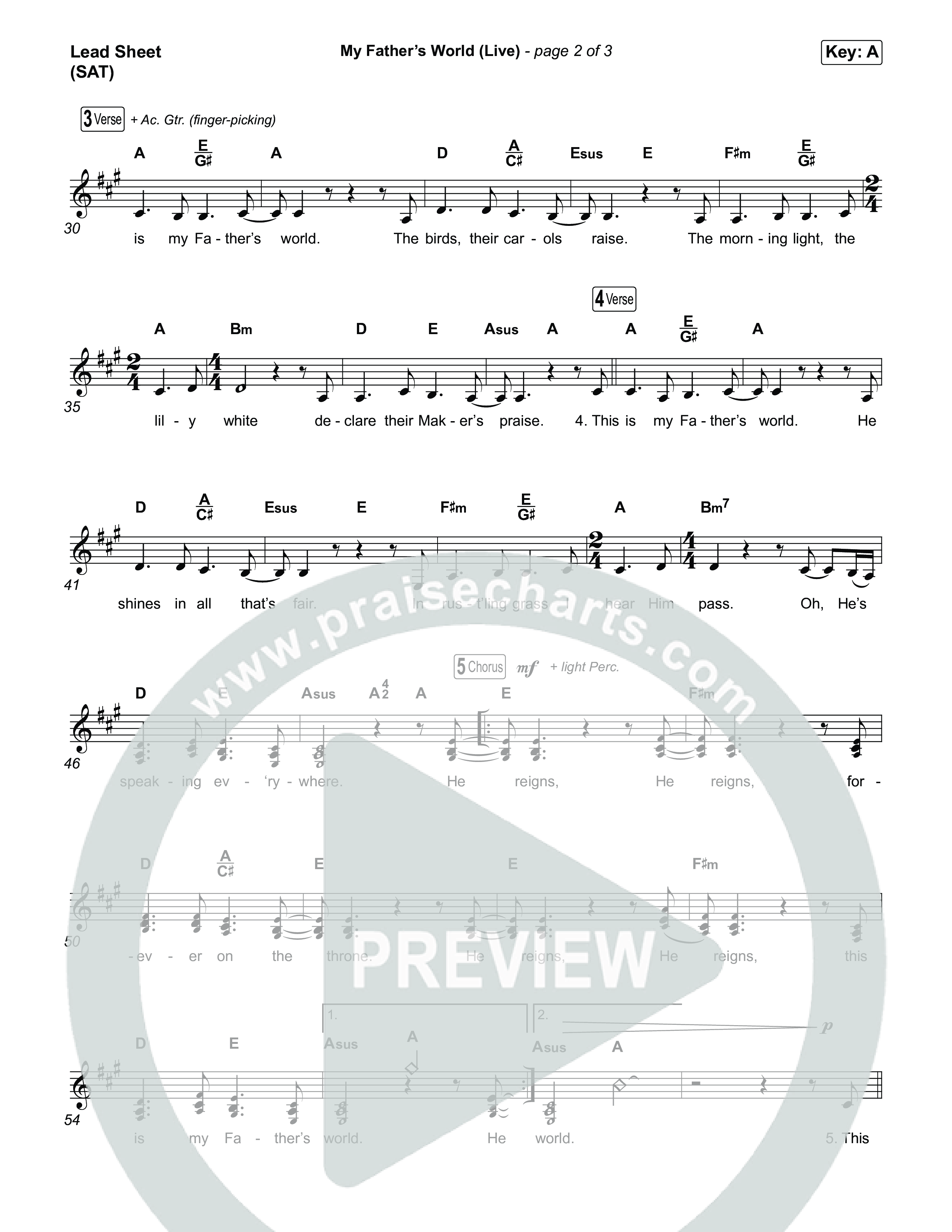 My Father's World (Live) Lead Sheet (SAT) (Chris Tomlin / Jamie MacDonald)