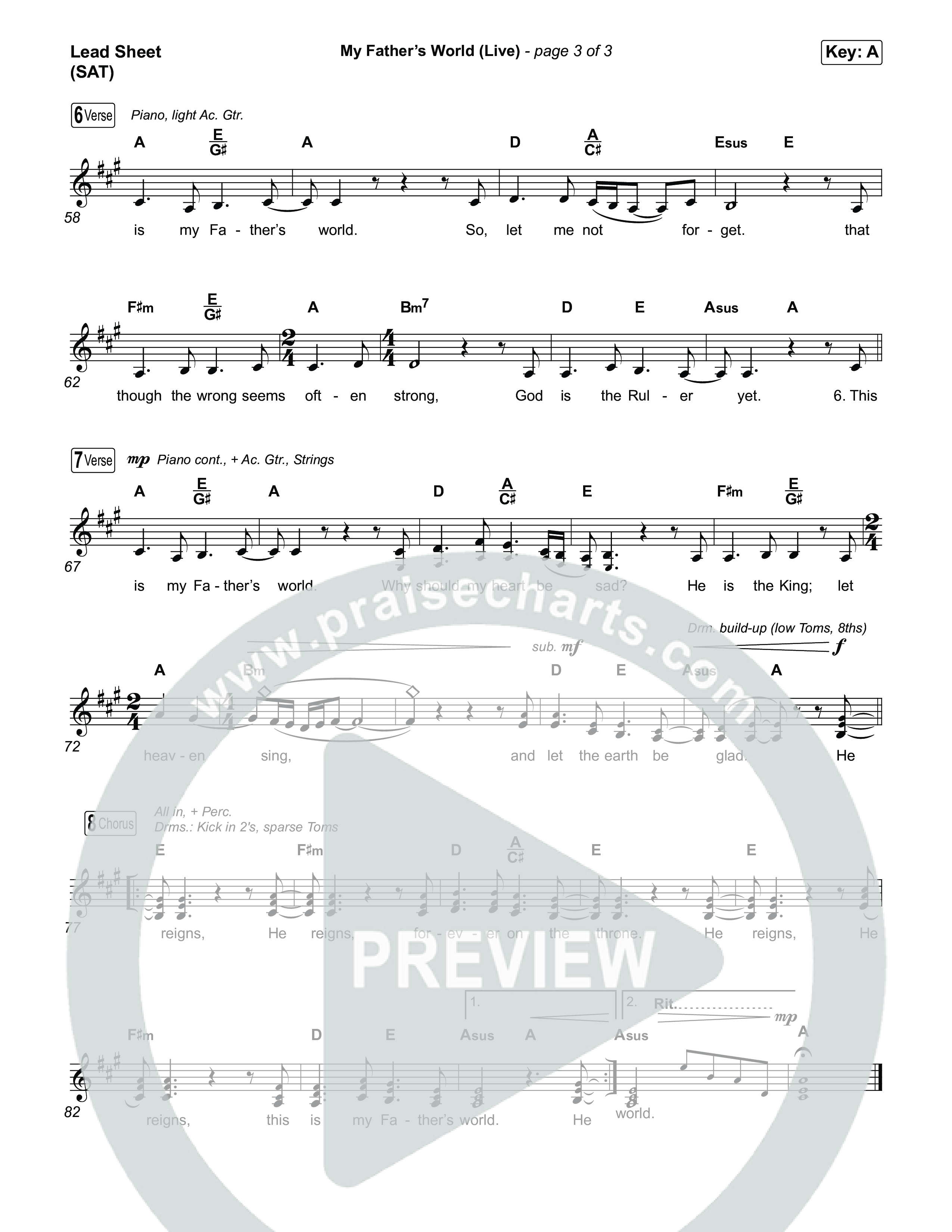 My Father's World (Live) Lead Sheet (SAT) (Chris Tomlin / Jamie MacDonald)