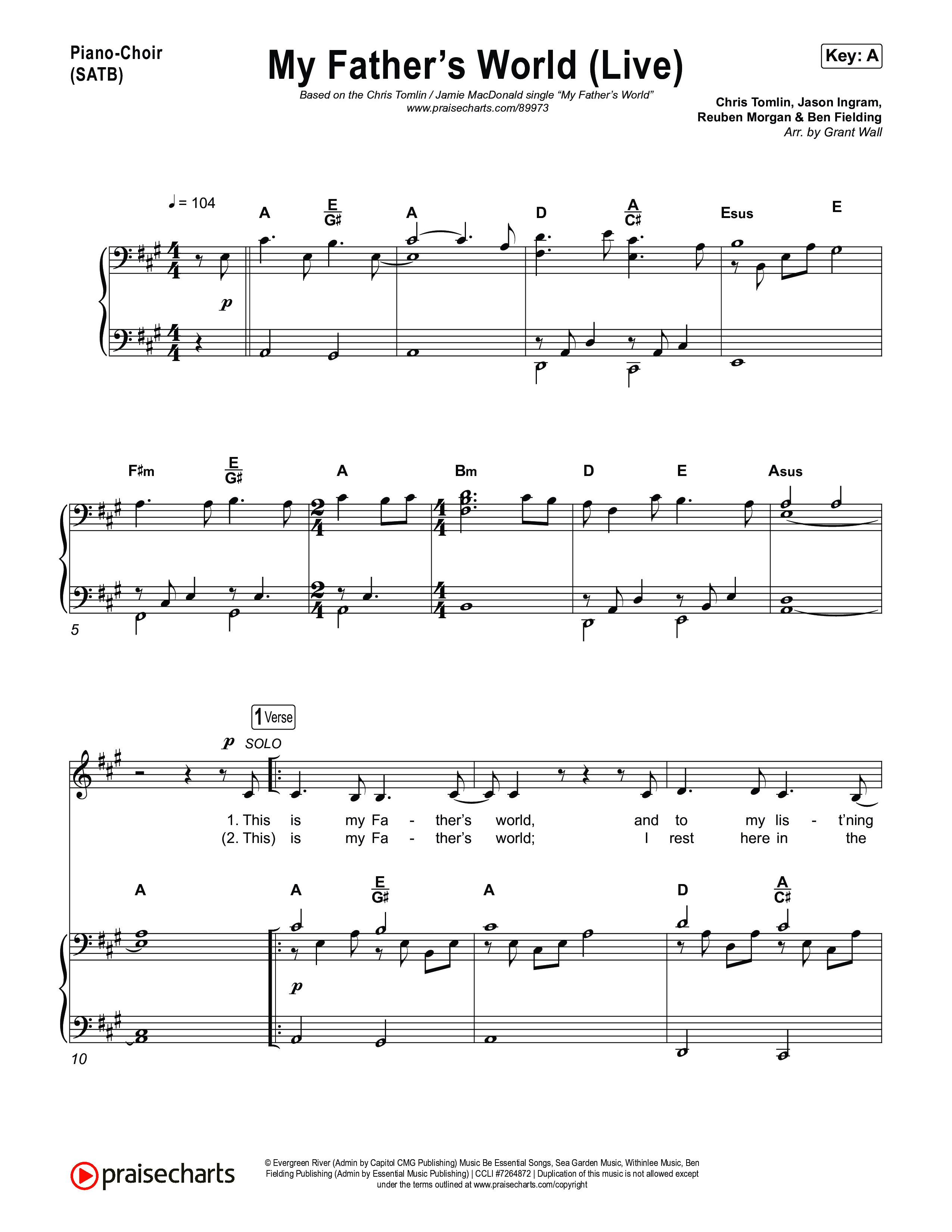 My Father's World (Live) Piano/Vocal Pack (Chris Tomlin / Jamie MacDonald)