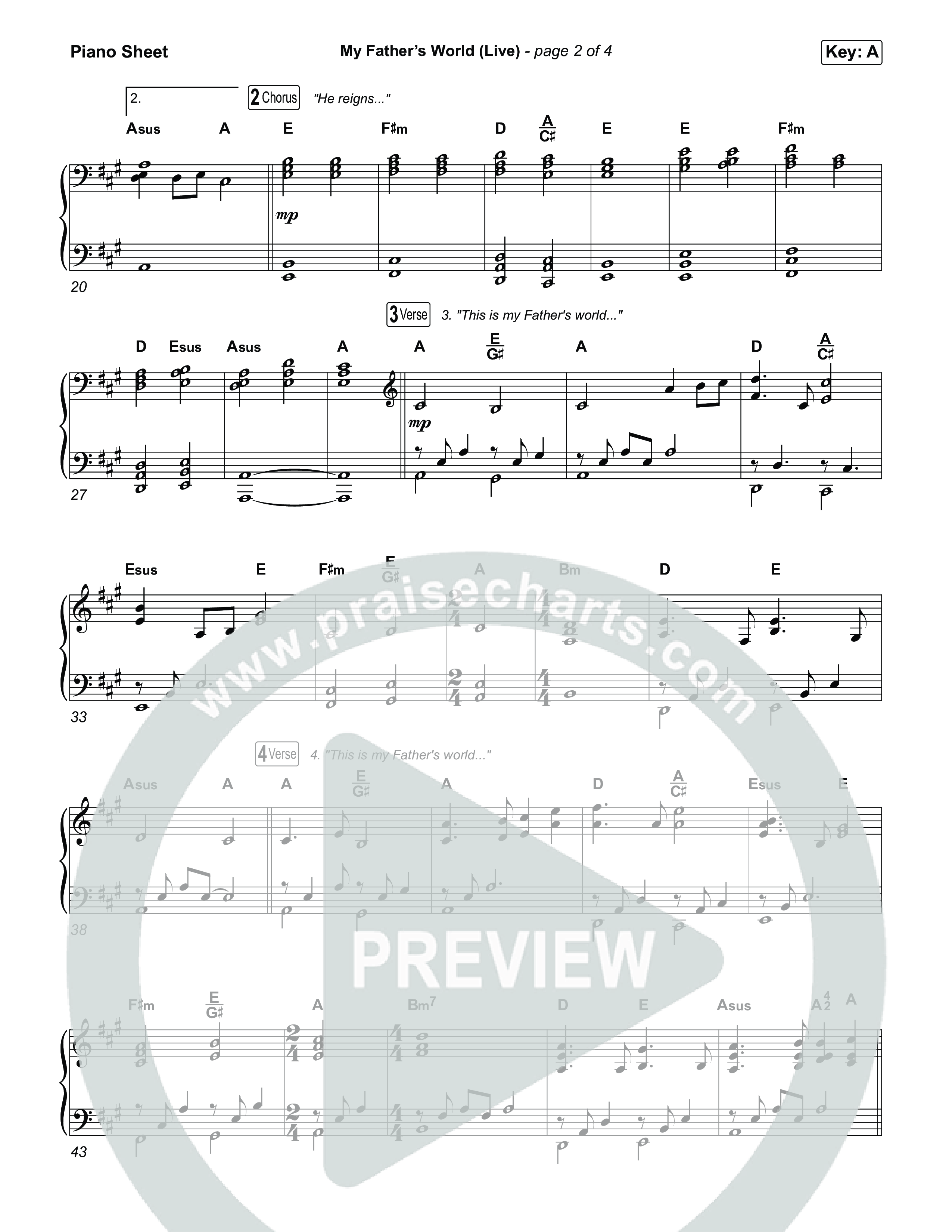 My Father's World (Live) Piano Sheet (Chris Tomlin / Jamie MacDonald)