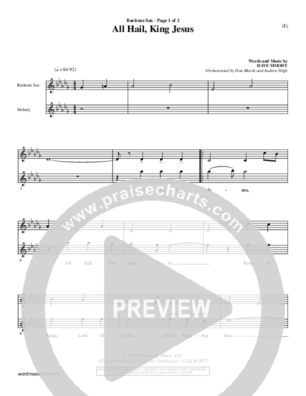 All Hail King Jesus Bari Sax (Dave Moody)