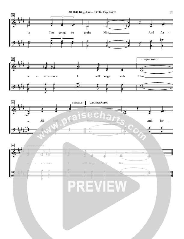All Hail King Jesus Choir Sheet (SATB) (Dave Moody)