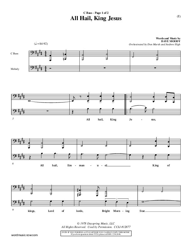 All Hail King Jesus Contrabass (Dave Moody)
