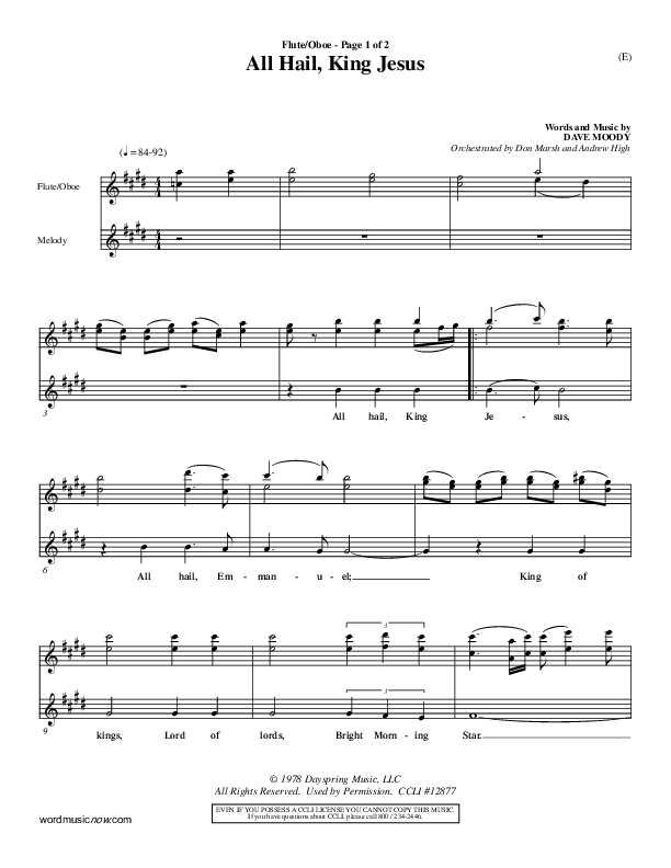 All Hail King Jesus Flute/Oboe (Dave Moody)