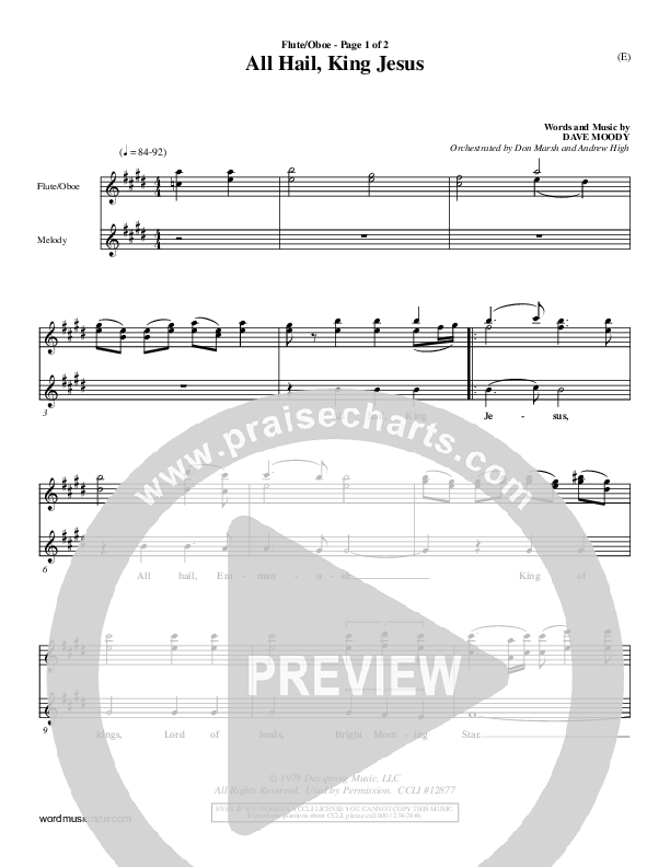 All Hail King Jesus Flute/Oboe (Dave Moody)