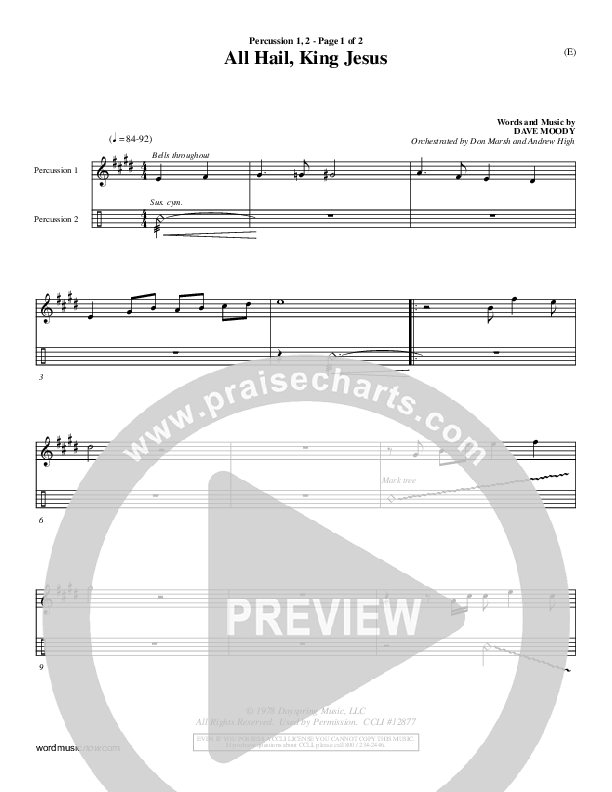 All Hail King Jesus Percussion 1/2 (Dave Moody)