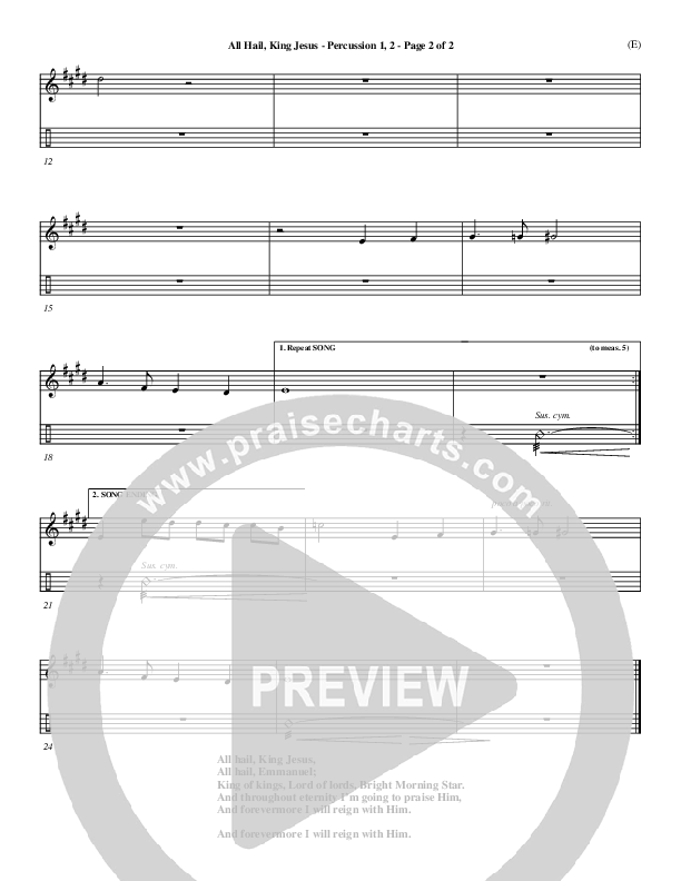 All Hail King Jesus Percussion 1/2 (Dave Moody)