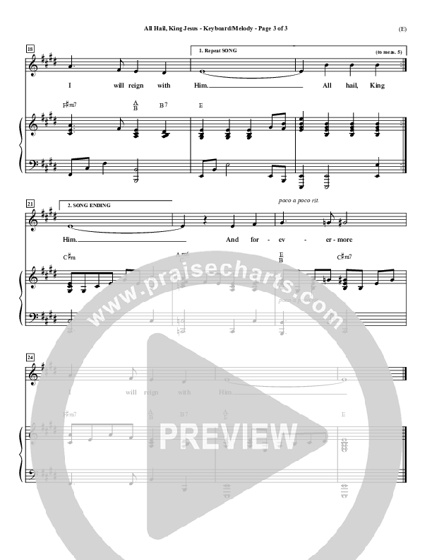 All Hail King Jesus Piano Sheet (Dave Moody)