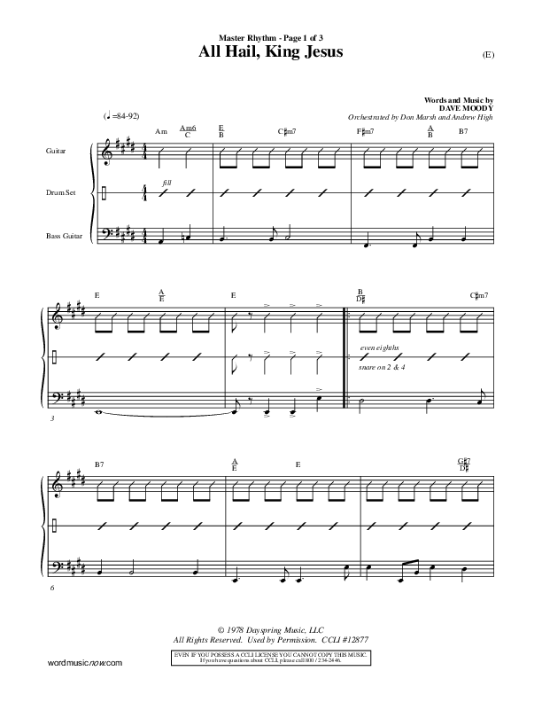 All Hail King Jesus Rhythm Chart (Dave Moody)