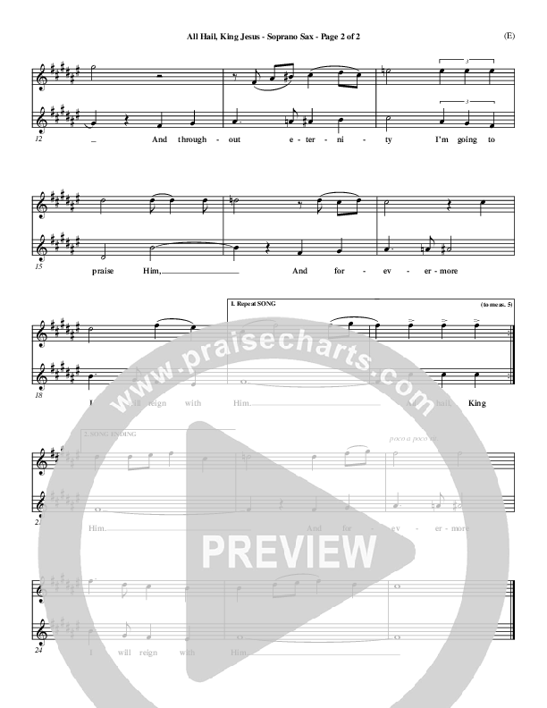 All Hail King Jesus Soprano Sax (Dave Moody)