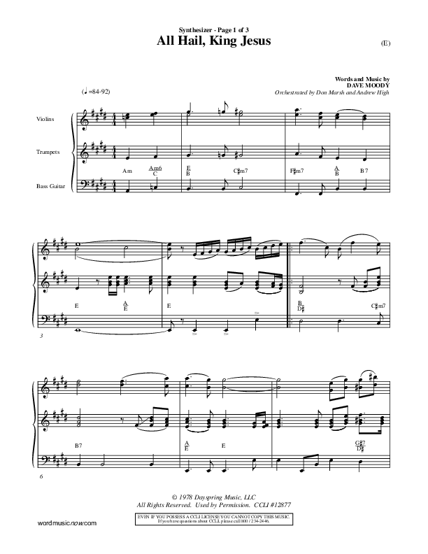 All Hail King Jesus Synth (Dave Moody)