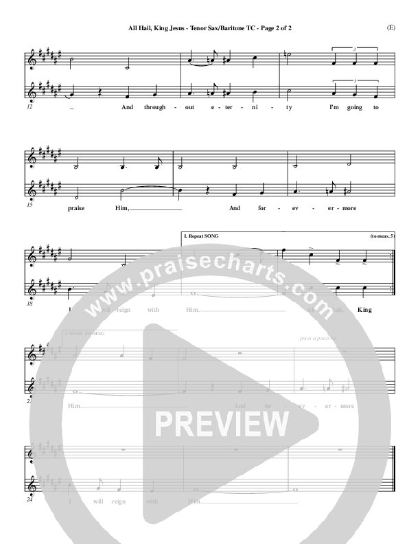 All Hail King Jesus Tenor Sax/Baritone T.C. (Dave Moody)