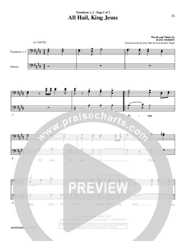 All Hail King Jesus Trombone 1/2 (Dave Moody)