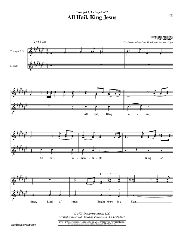 All Hail King Jesus Trumpet 2/3 (Dave Moody)