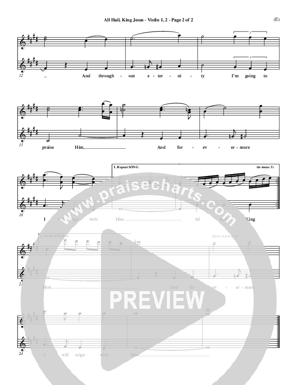 All Hail King Jesus Violin 1/2 (Dave Moody)