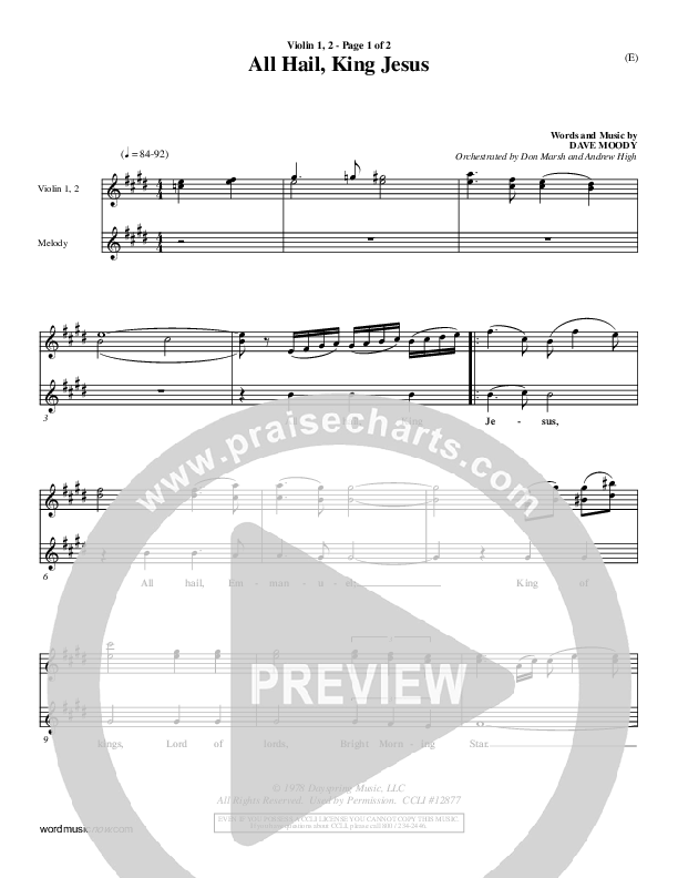 All Hail King Jesus Violin 1/2 (Dave Moody)