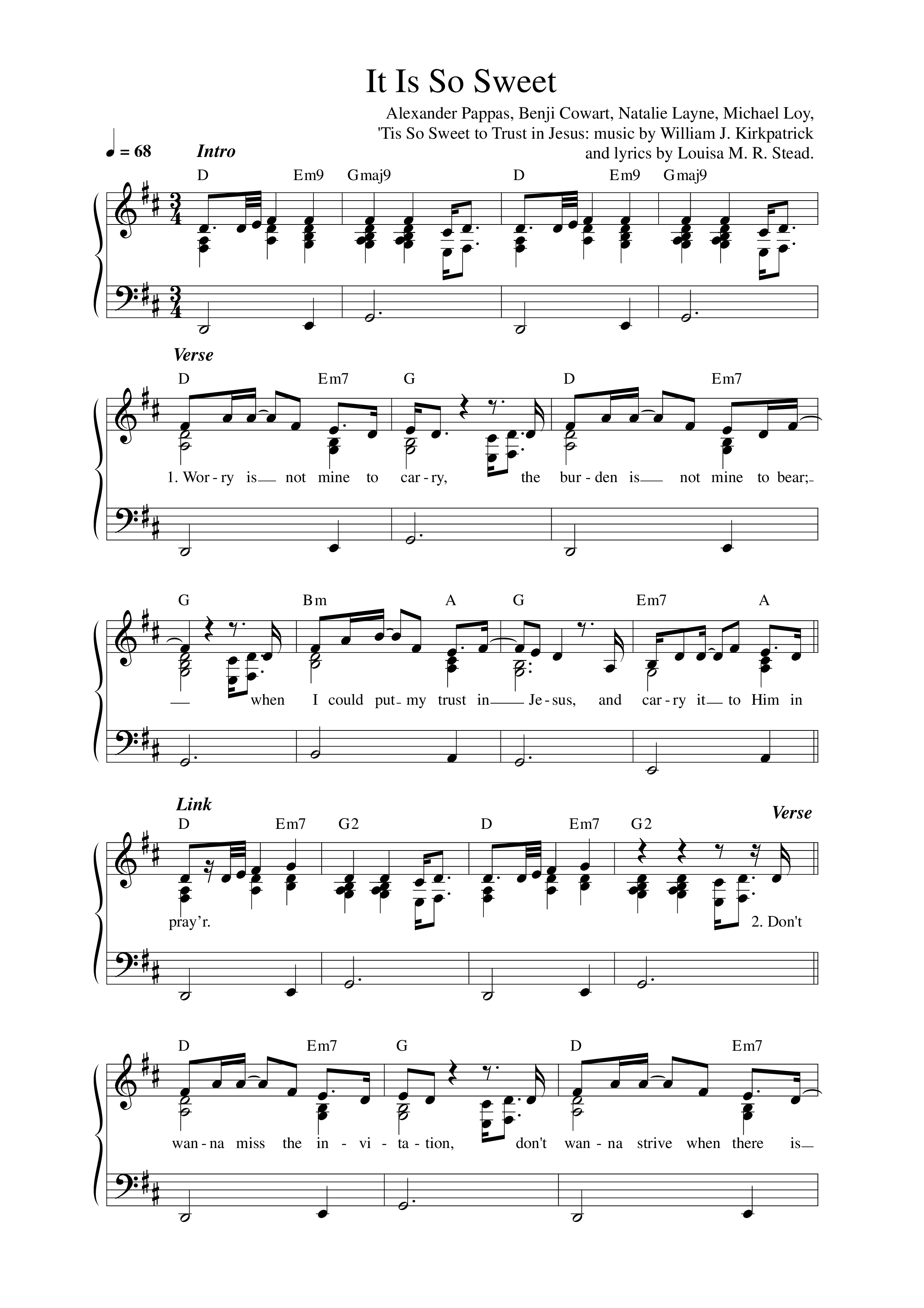 It Is So Sweet Lead Sheet Melody (Alexander Pappas)