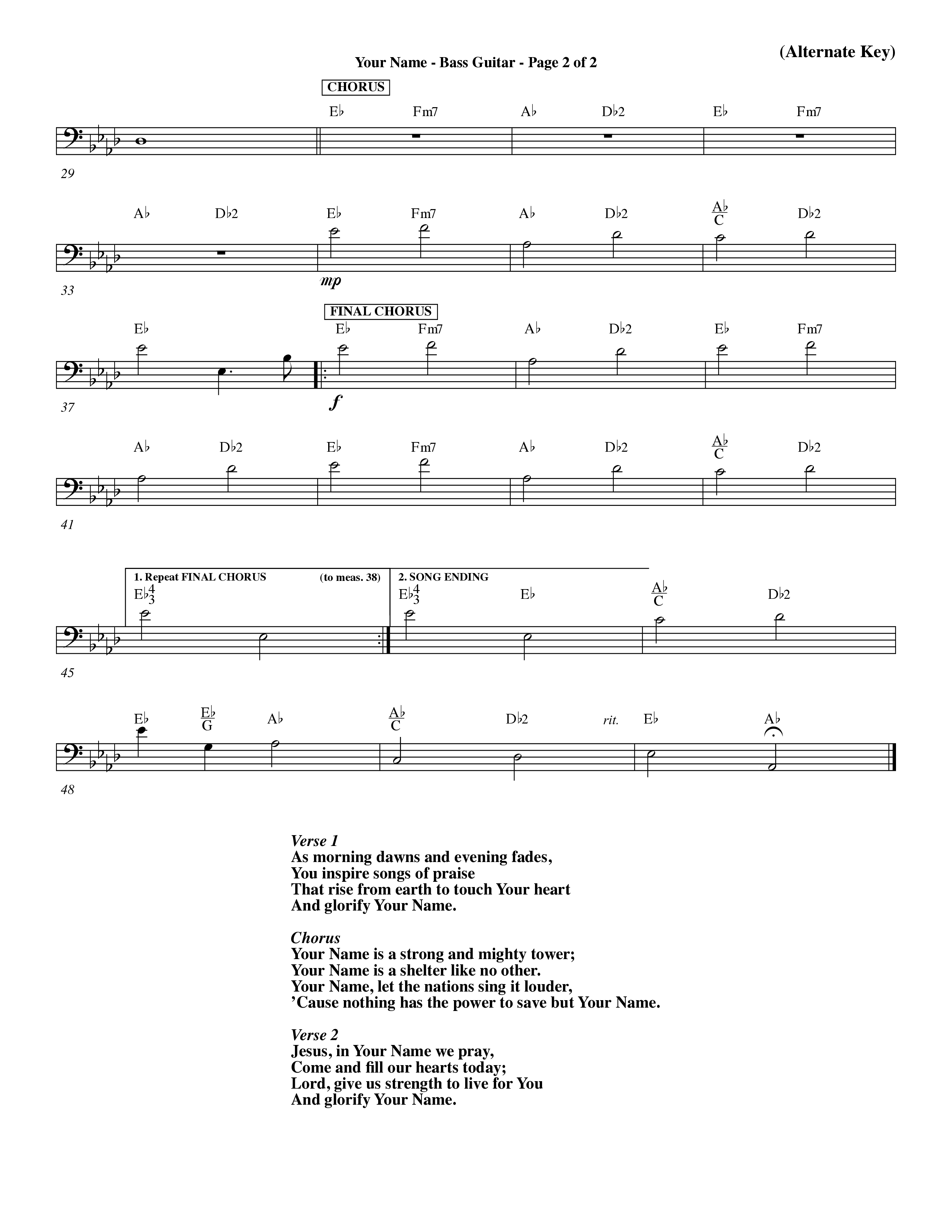 Your Name (Choral Anthem SATB) Bass Guitar (Word Music Choral / Orch. Dave Williamson)
