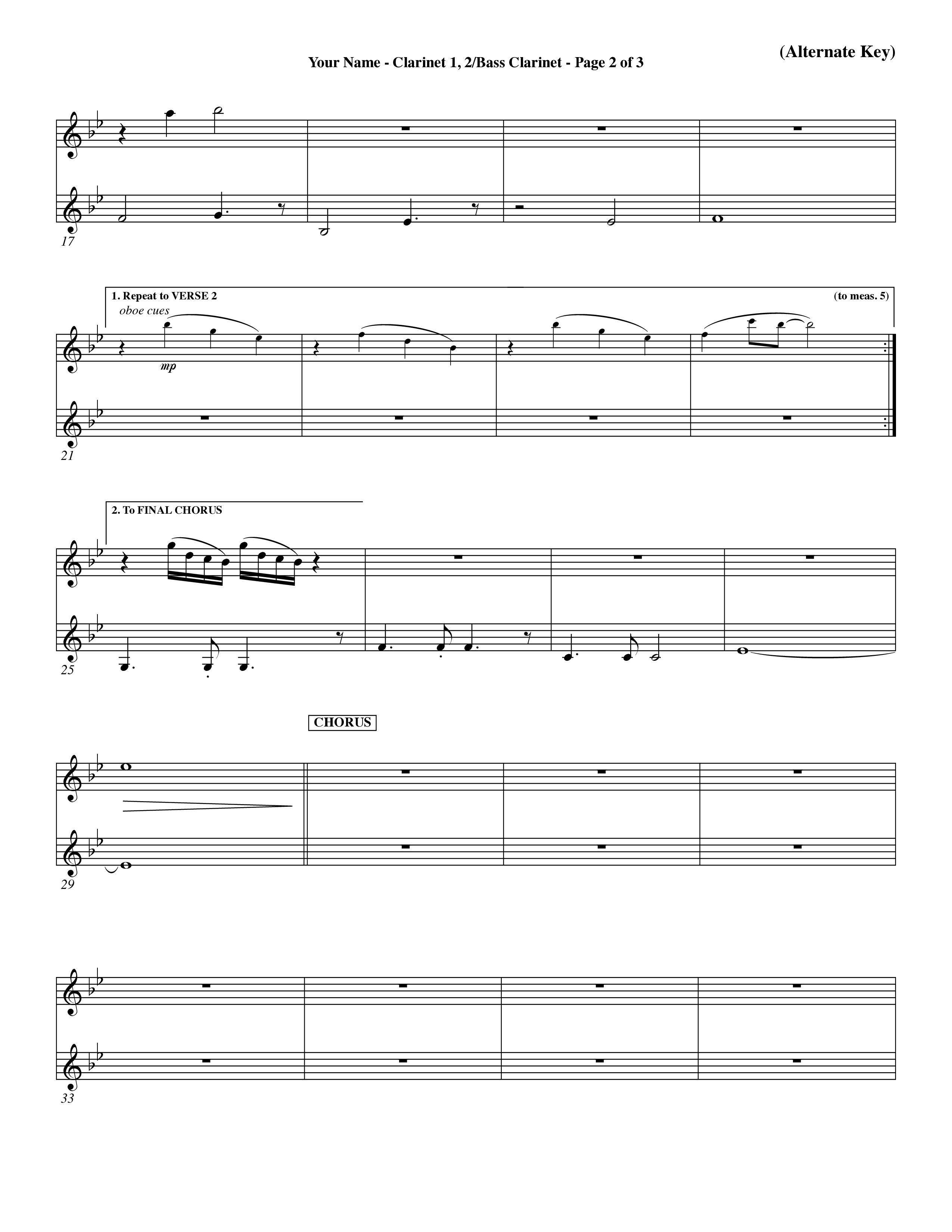 Your Name (Choral Anthem SATB) Clarinet 1/2, Bass Clarinet (Word Music Choral / Orch. Dave Williamson)