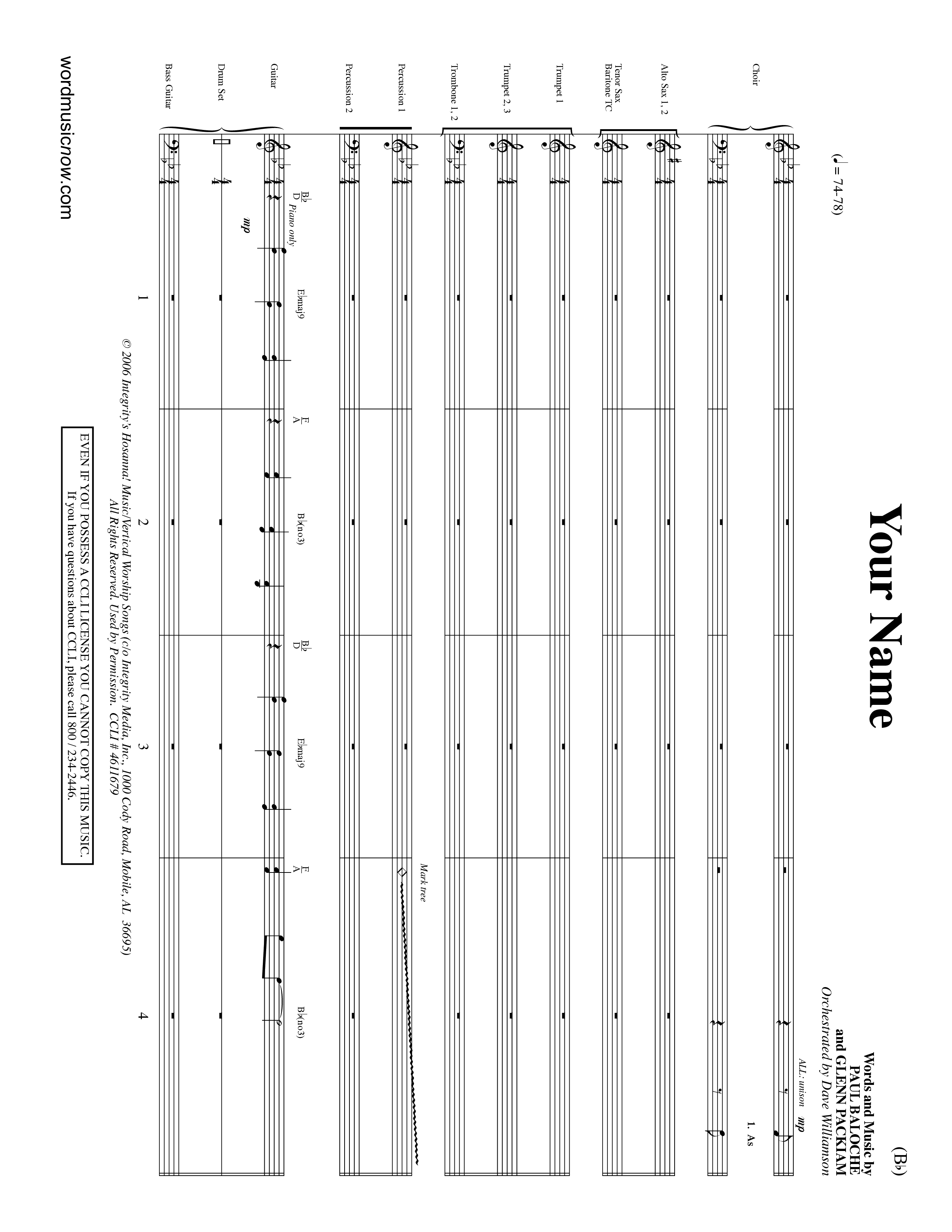 Your Name (Choral Anthem SATB) Conductor's Score (Word Music Choral / Orch. Dave Williamson)