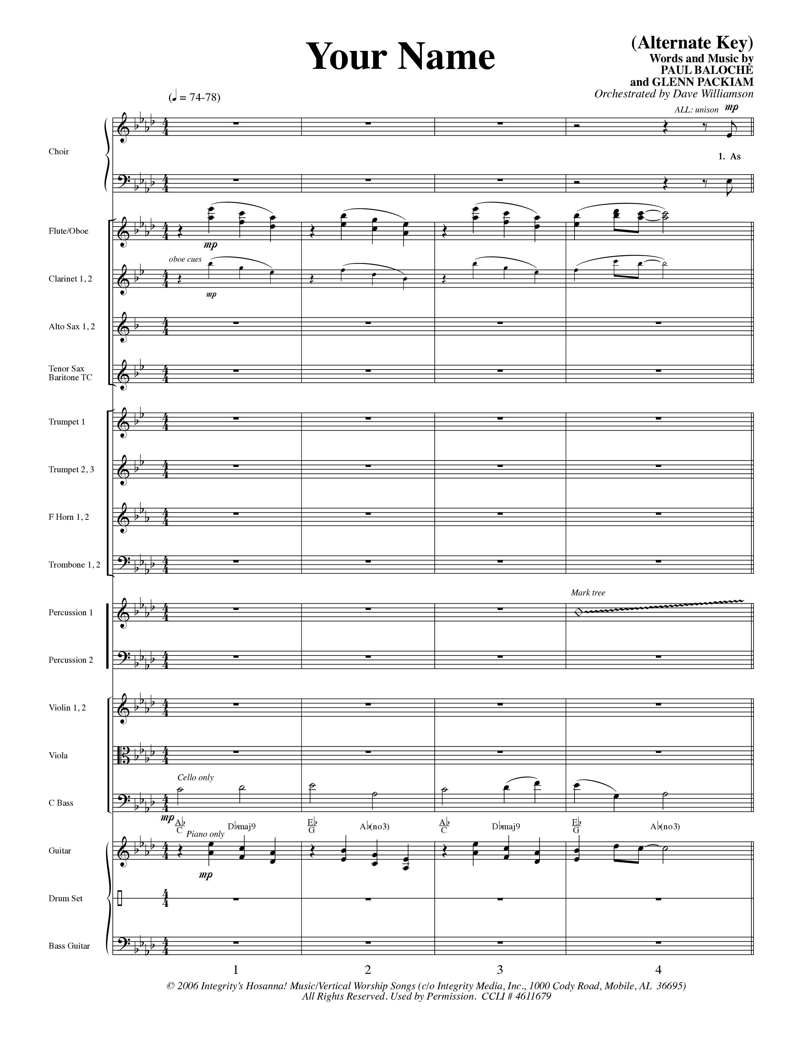 Your Name (Choral Anthem SATB) Conductor's Score (Word Music Choral / Orch. Dave Williamson)