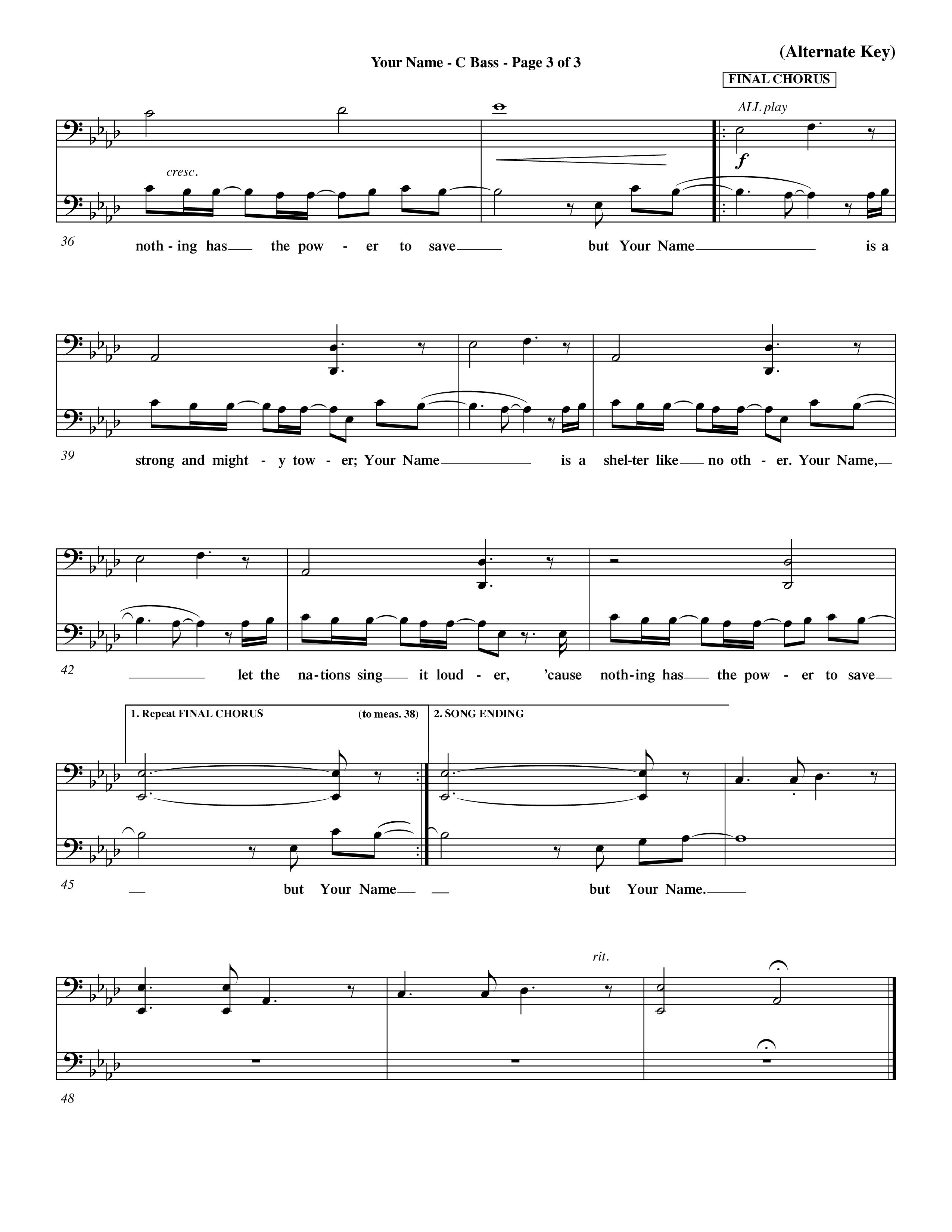 Your Name (Choral Anthem SATB) Contrabass (Word Music Choral / Orch. Dave Williamson)