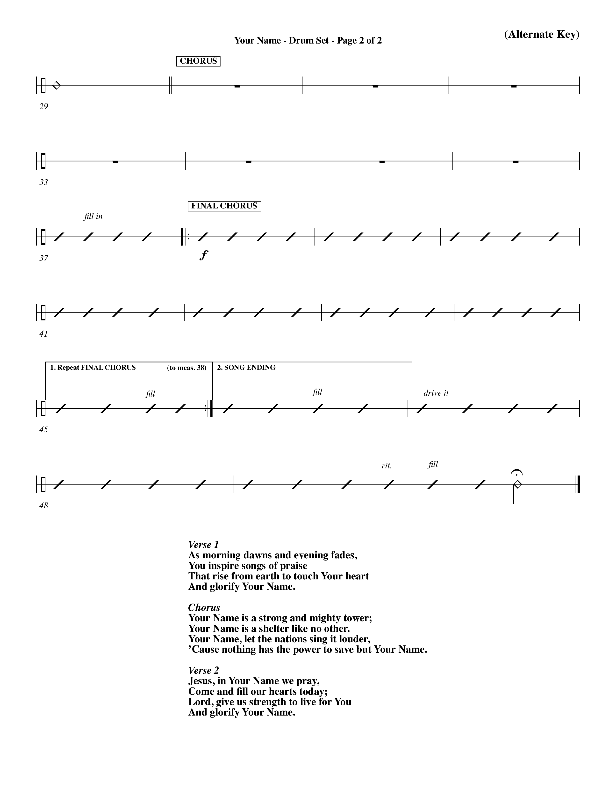 Your Name (Choral Anthem SATB) Drum Set (Word Music Choral / Orch. Dave Williamson)