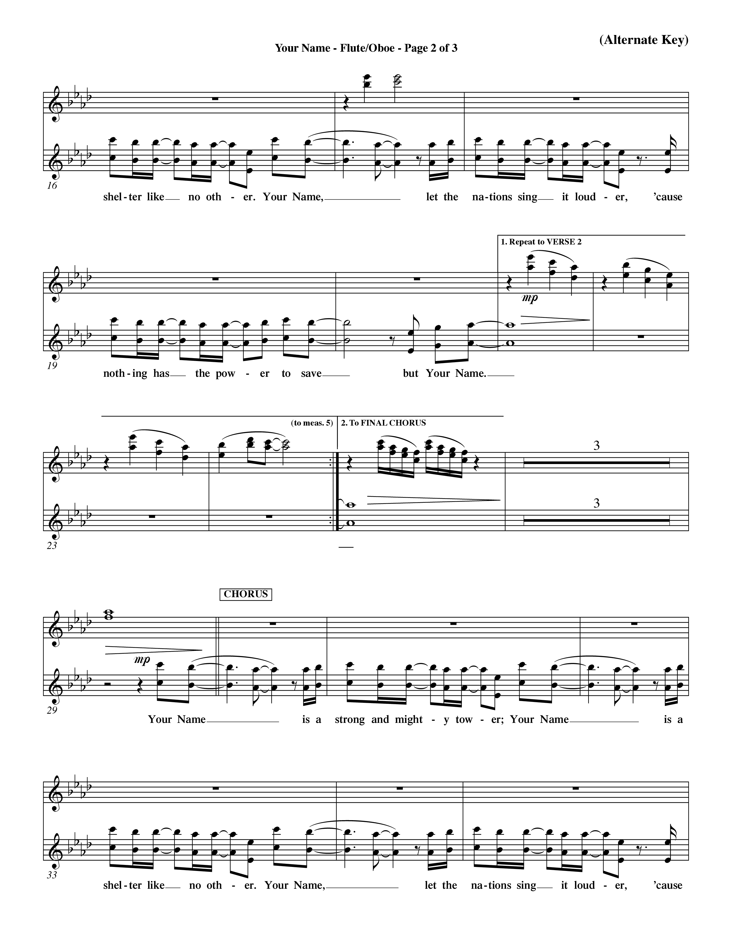 Your Name (Choral Anthem SATB) Flute/Oboe (Word Music Choral / Orch. Dave Williamson)