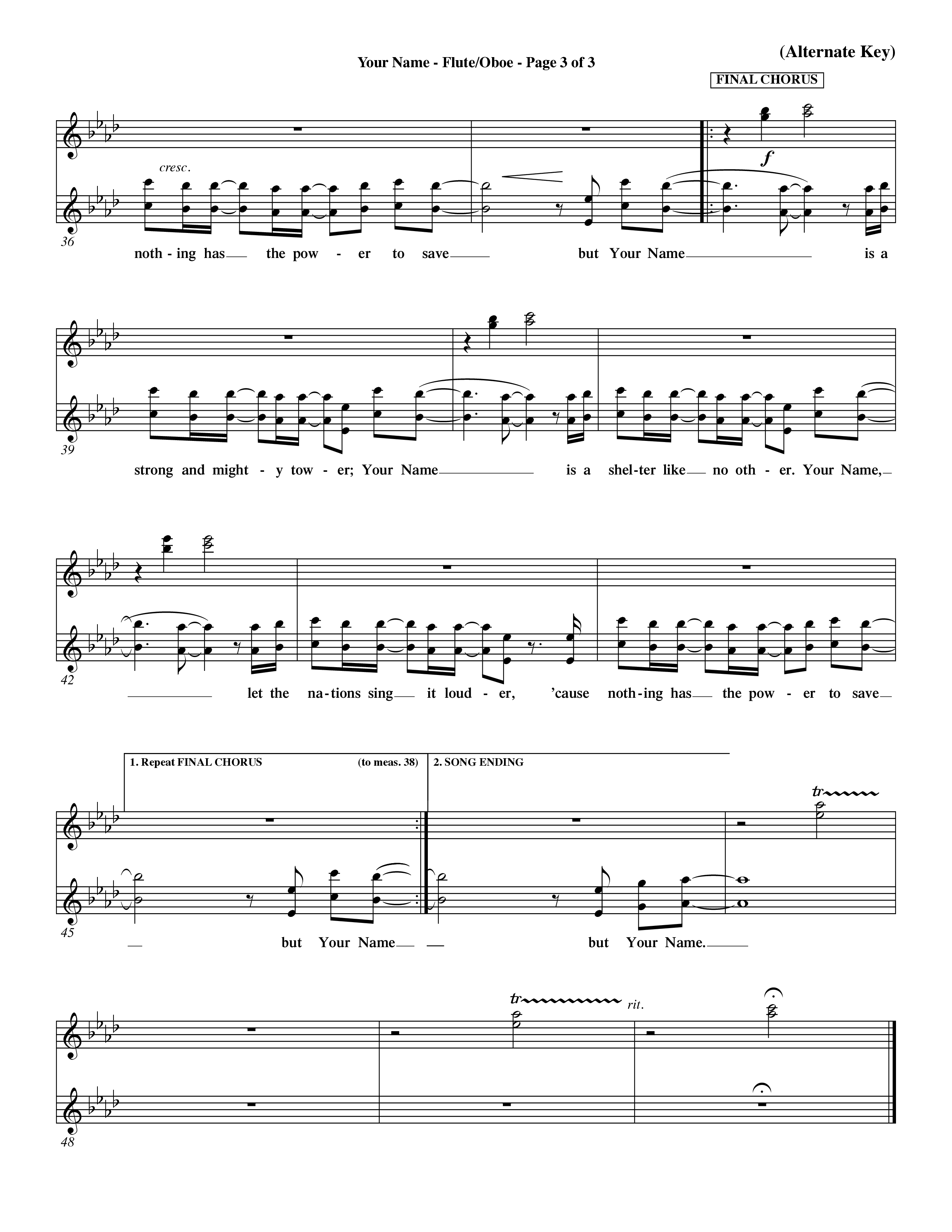Your Name (Choral Anthem SATB) Flute/Oboe (Word Music Choral / Orch. Dave Williamson)