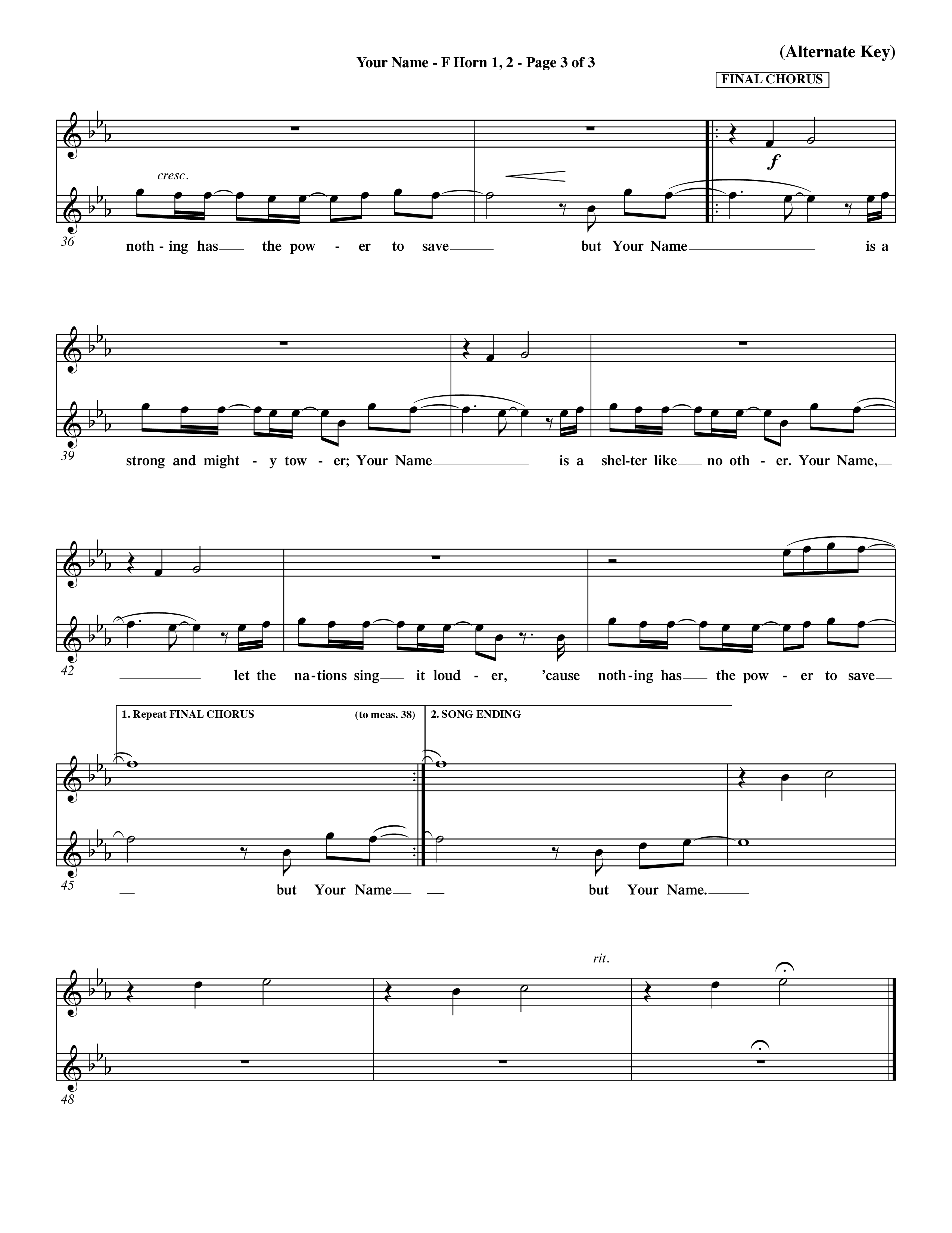 Your Name (Choral Anthem SATB) French Horn (Word Music Choral / Orch. Dave Williamson)