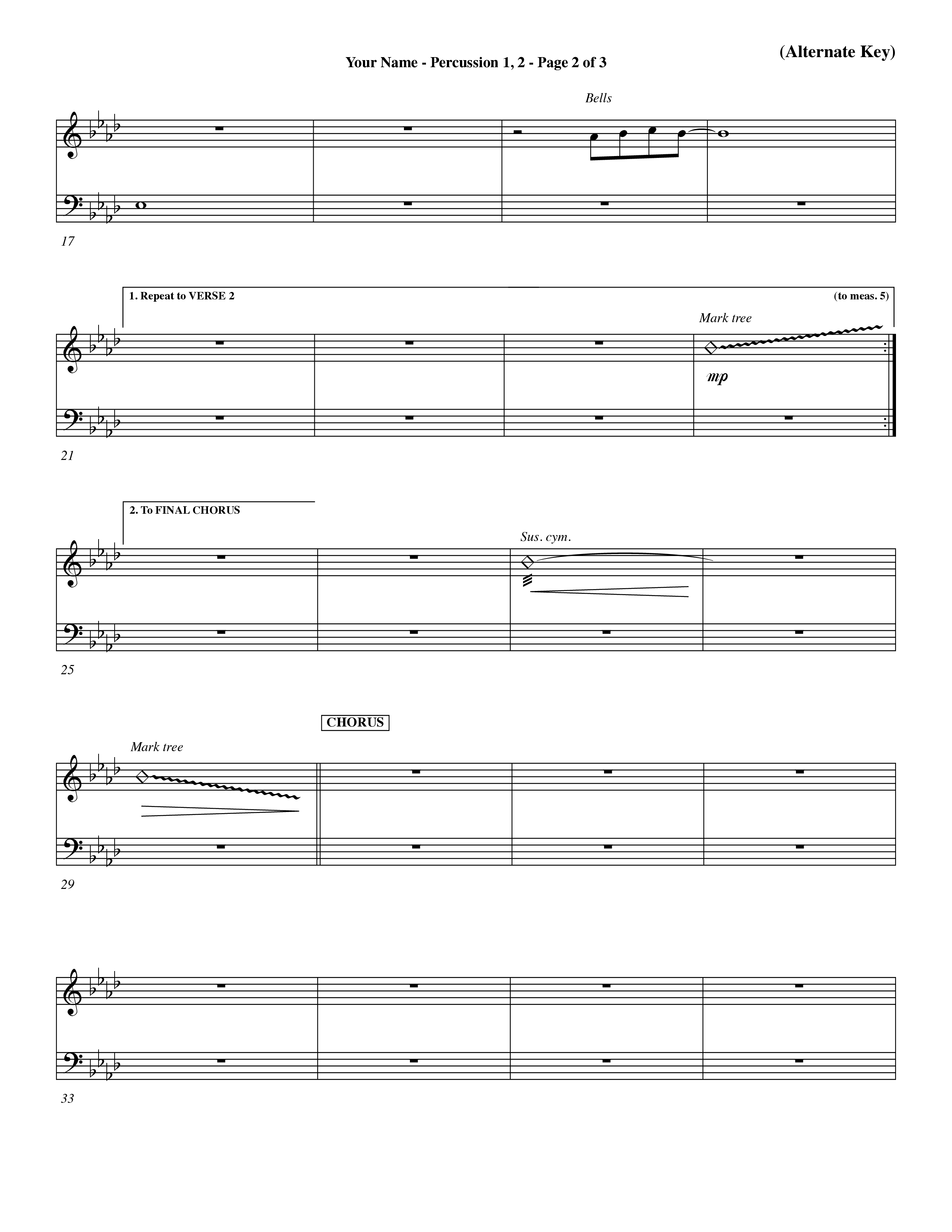 Your Name (Choral Anthem SATB) Percussion 1/2 (Word Music Choral / Orch. Dave Williamson)