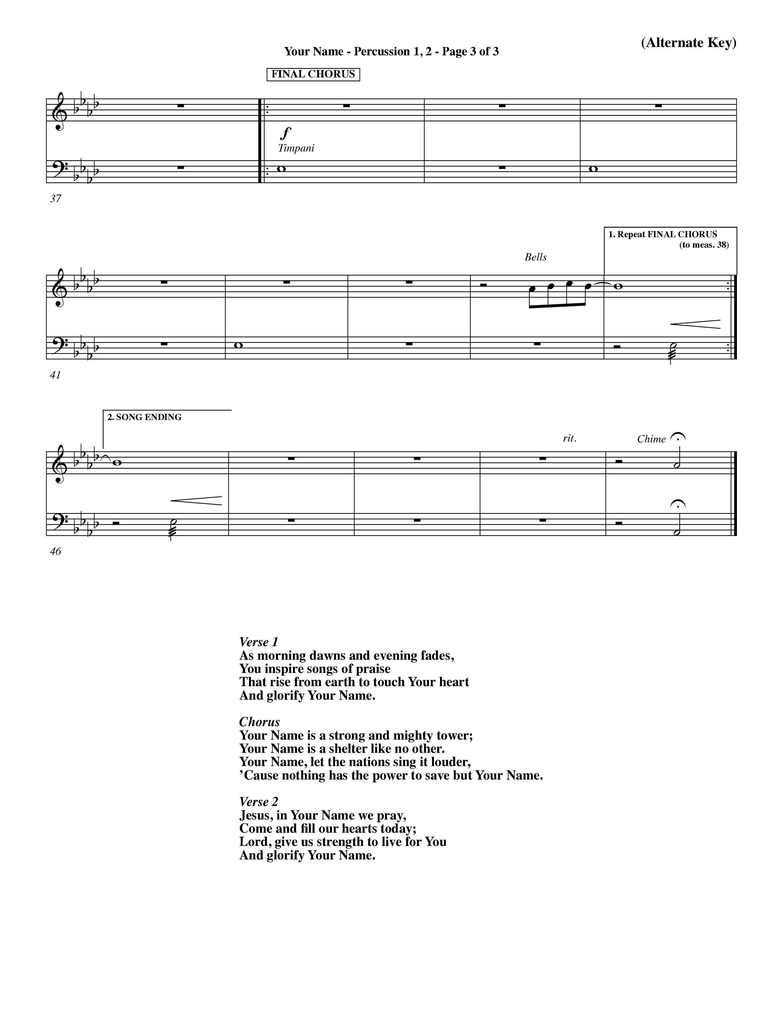 Your Name (Choral Anthem SATB) Percussion 1/2 (Word Music Choral / Orch. Dave Williamson)