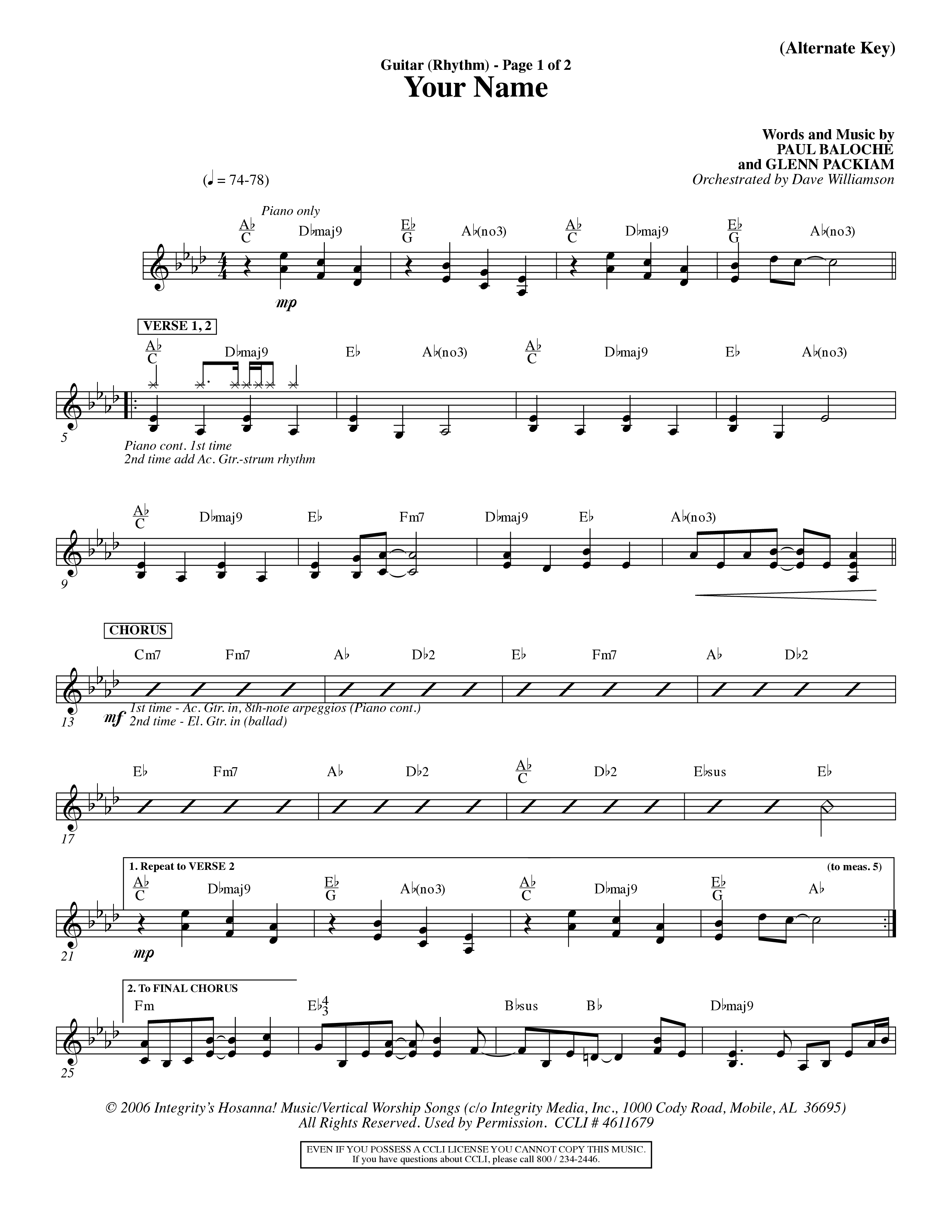 Your Name (Choral Anthem SATB) Rhythm Chart (Word Music Choral / Orch. Dave Williamson)