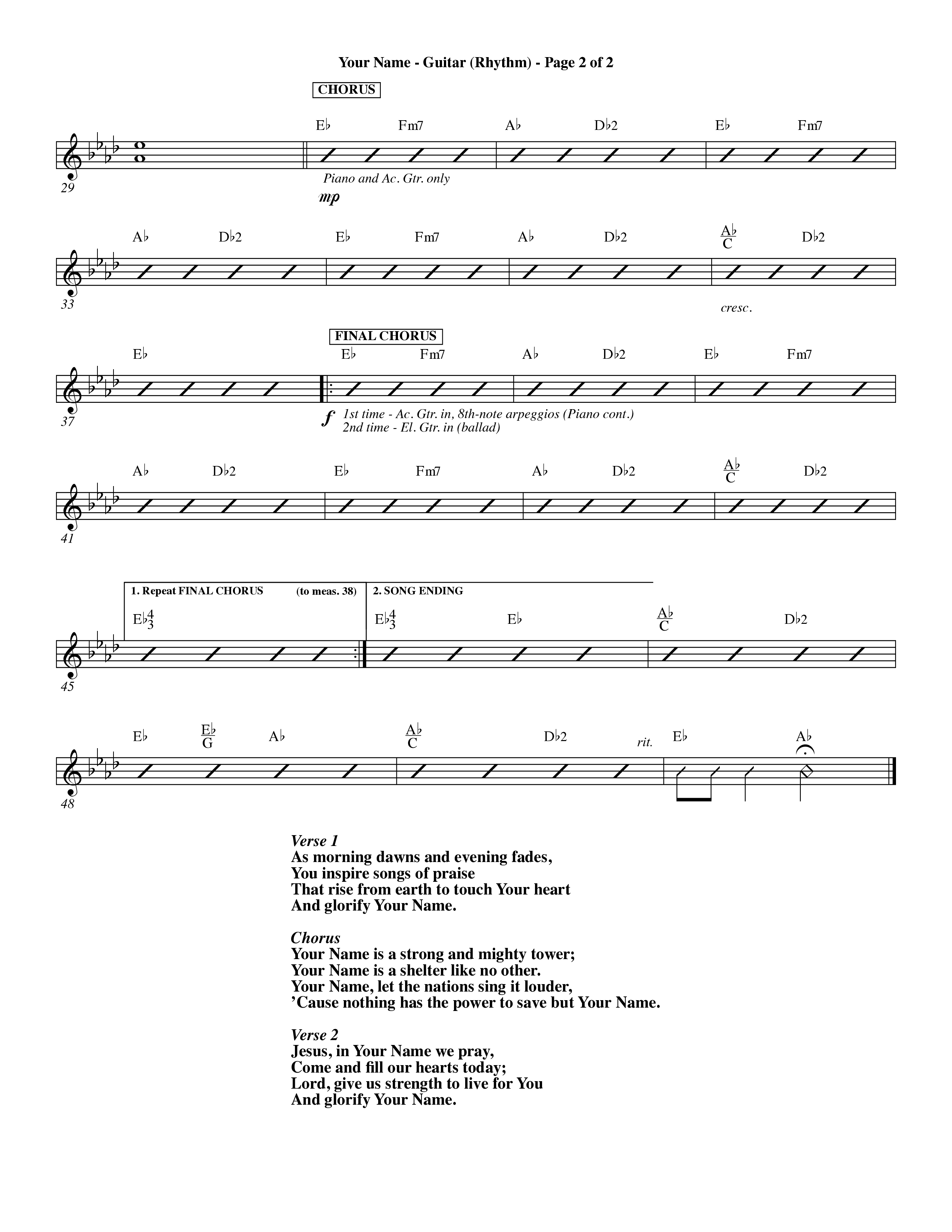 Your Name (Choral Anthem SATB) Rhythm Chart (Word Music Choral / Orch. Dave Williamson)