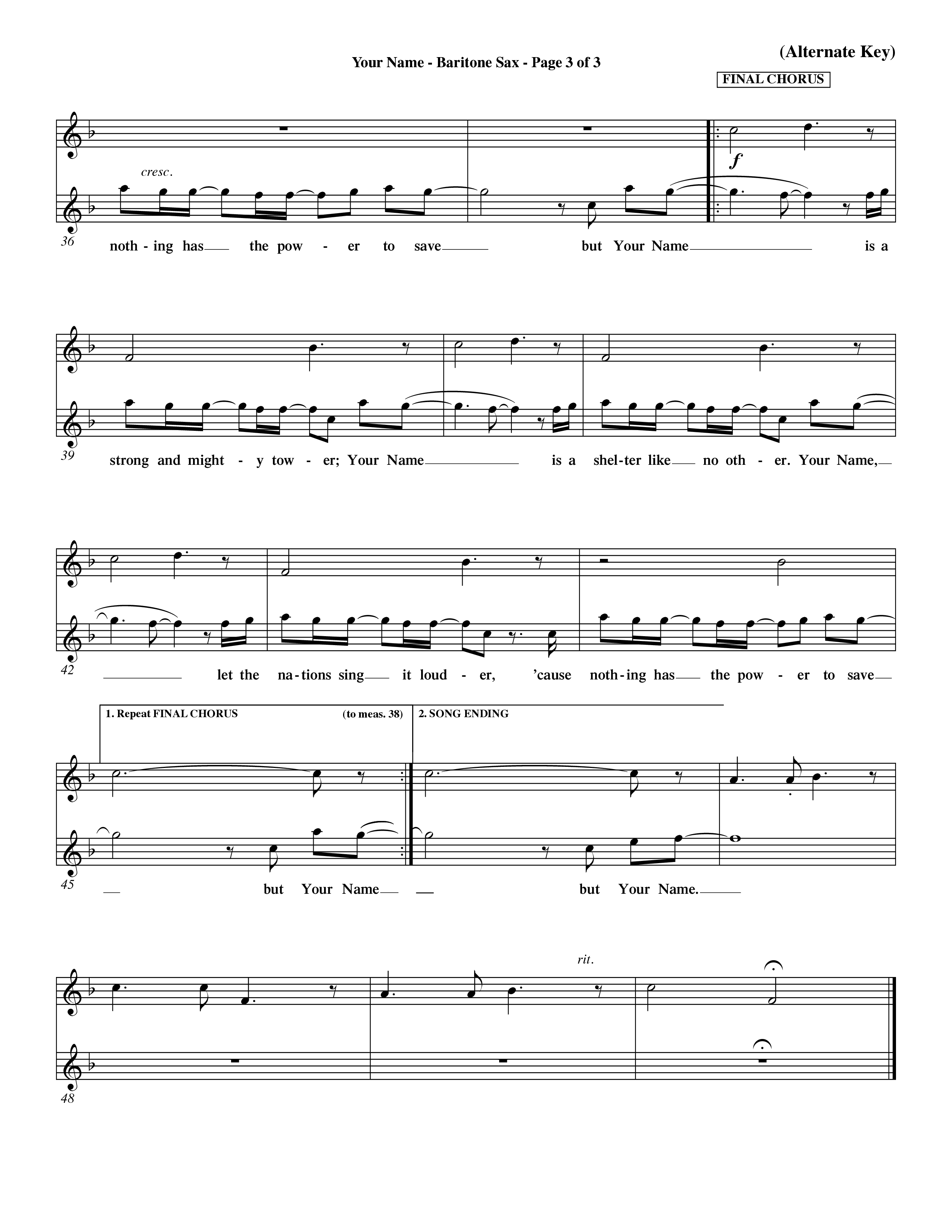 Your Name (Choral Anthem SATB) Saxophone (Word Music Choral / Orch. Dave Williamson)
