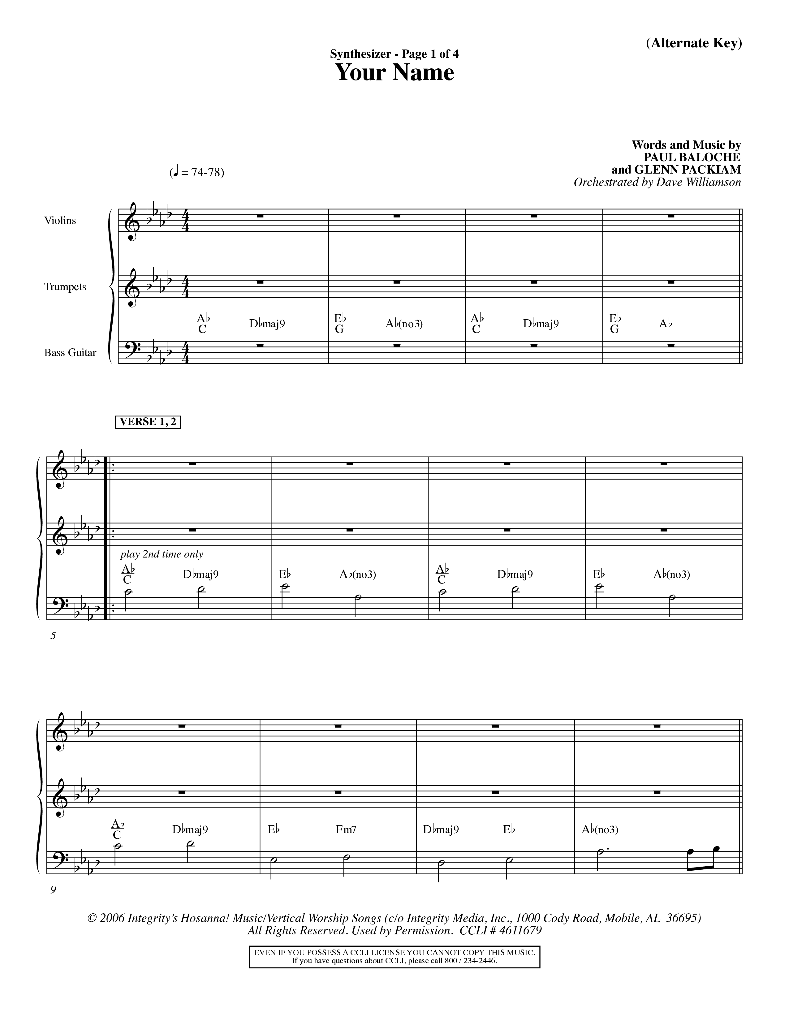 Your Name (Choral Anthem SATB) Synth (Word Music Choral / Orch. Dave Williamson)